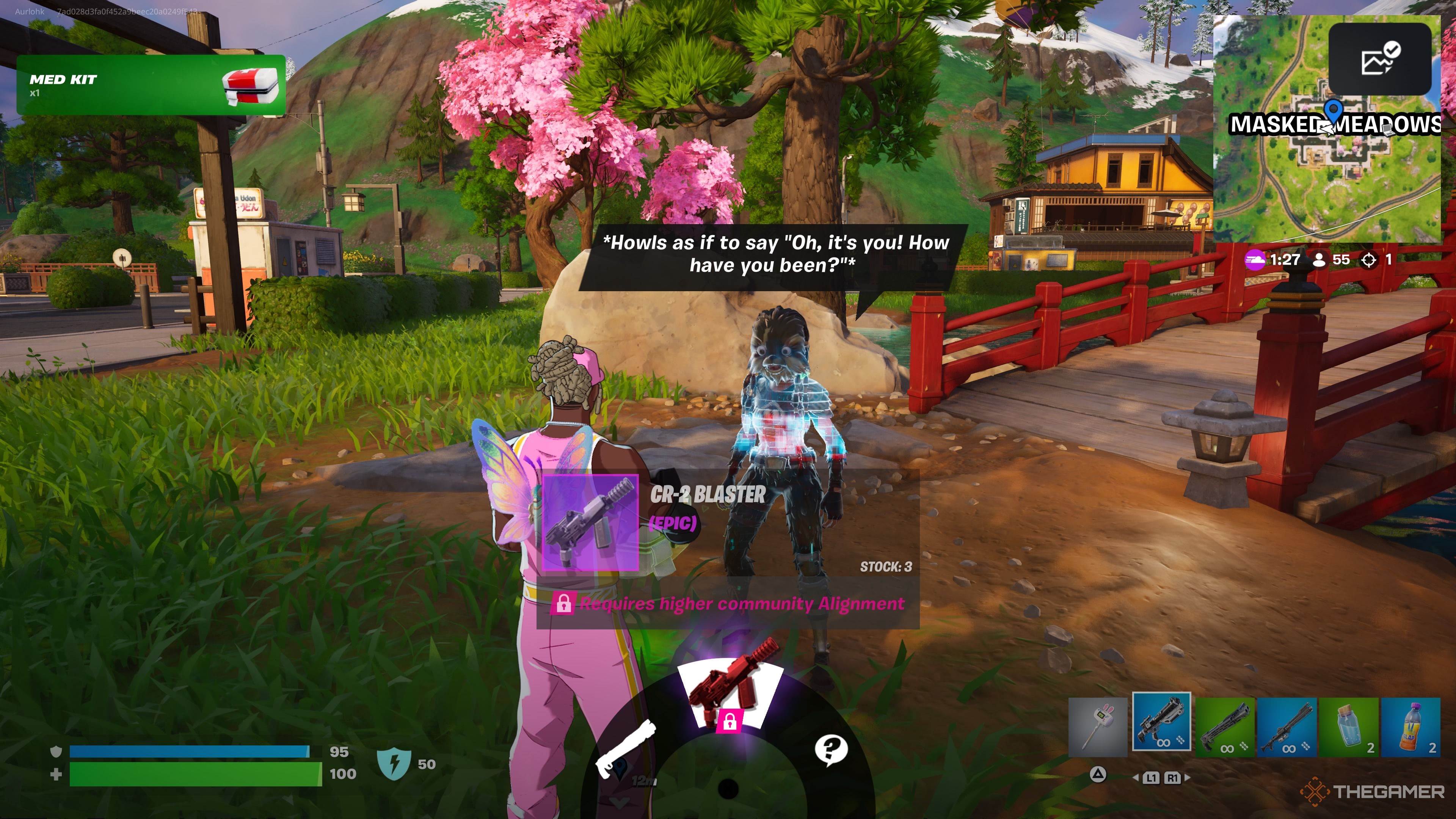 The character of the player who talks to the Wookie team leader and shows her locked item in Fortnite.