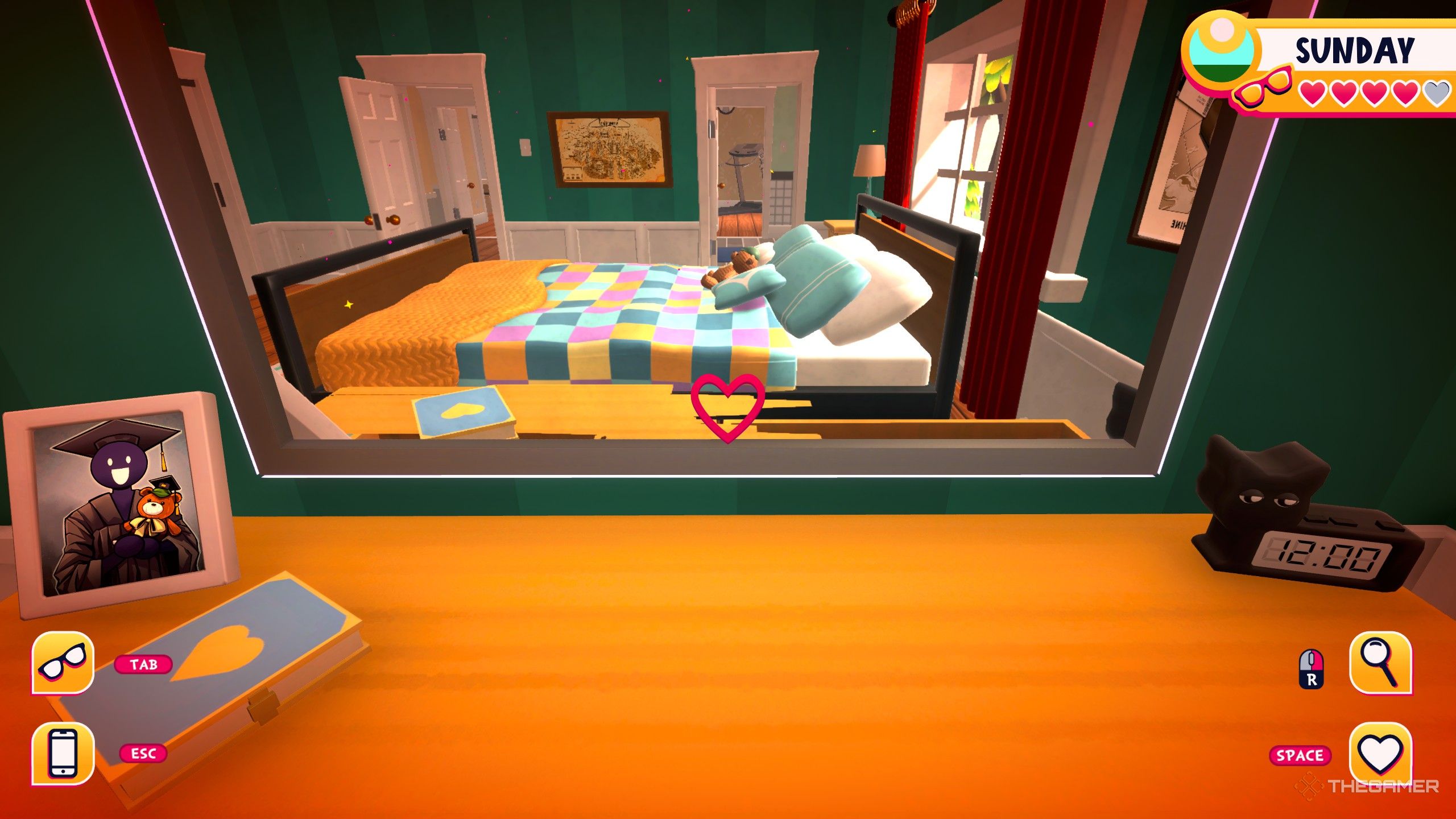 The dresser in the bedroom with distorted reflections in the mirror is everything everything is mirror.