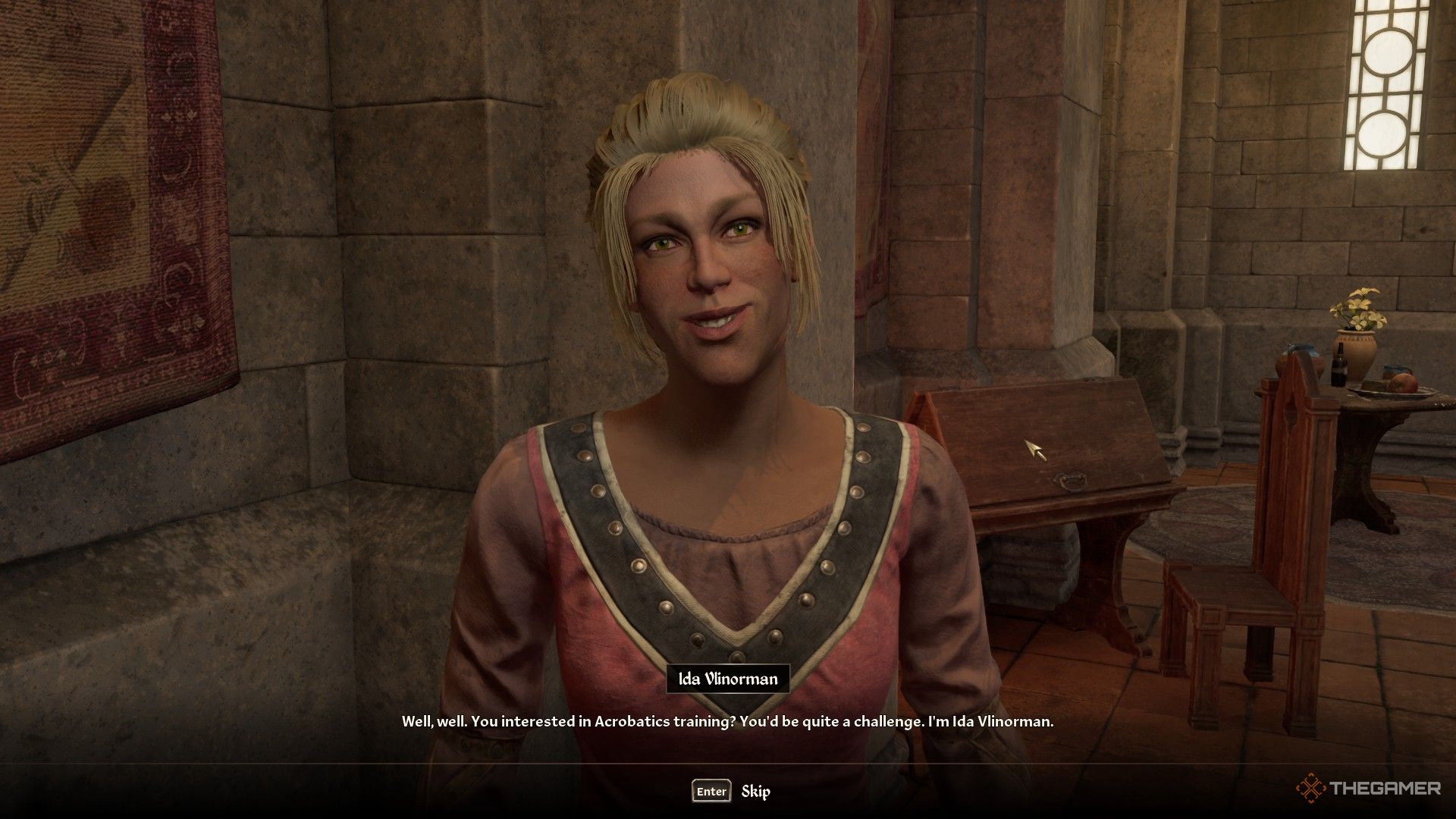 Ida Vlinorman offers to train the player in Acrobatics in Oblivion Remastered.