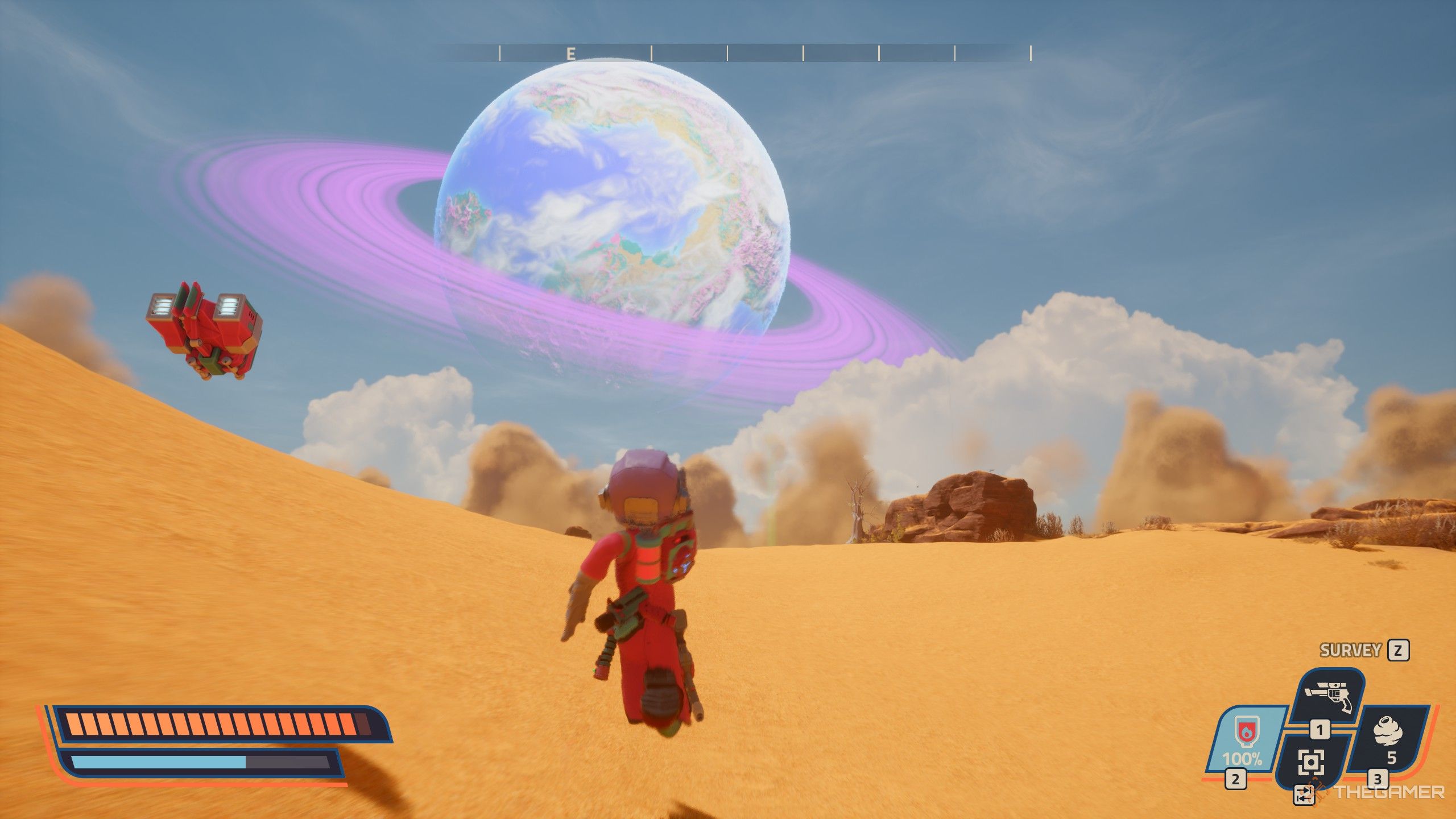 The player in the desert of Zefir in exchange for the Sewage planet.