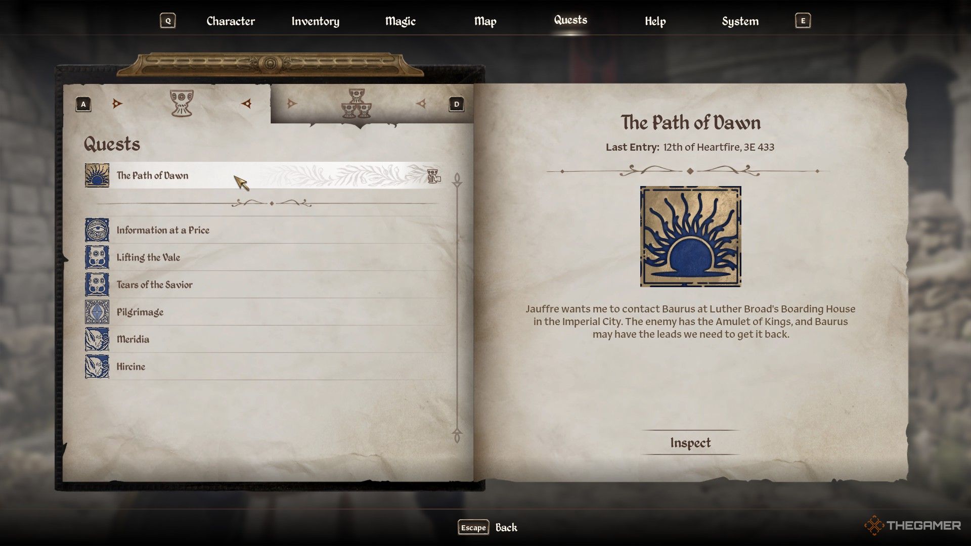 Player Journal Reads Details of the Dawn Quest's Way in the Obayoon Remistor.
