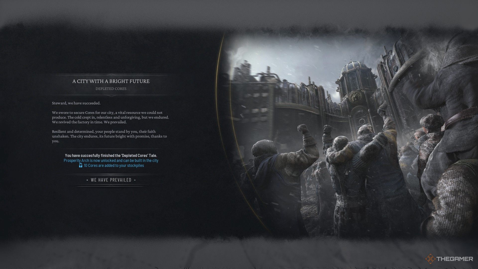 Game celebrates the completion of the Depleted Cores Tale with several rewards in Frostpunk 2.