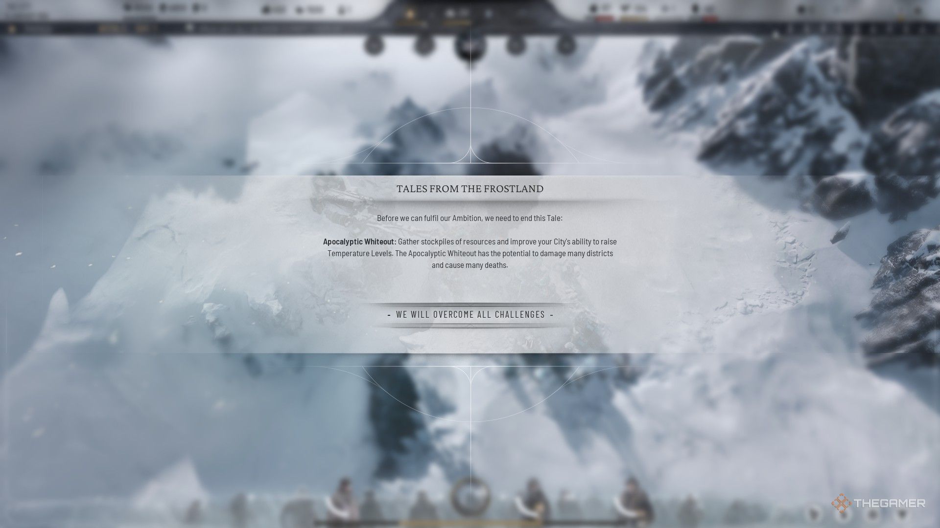 Apocalyptic व्हाइटआउटआउटआउट क्लीआउट क्यूअप मा फ्रअल ​​मेनूको साथ सुरू हुन्छ।