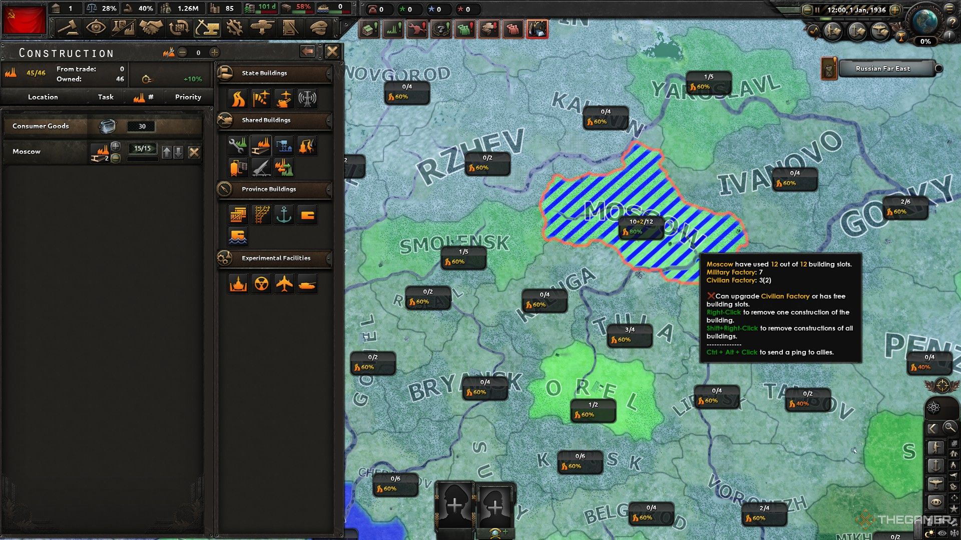 Sewellen factories are built in the hearts of Iron 4 in Moscow.