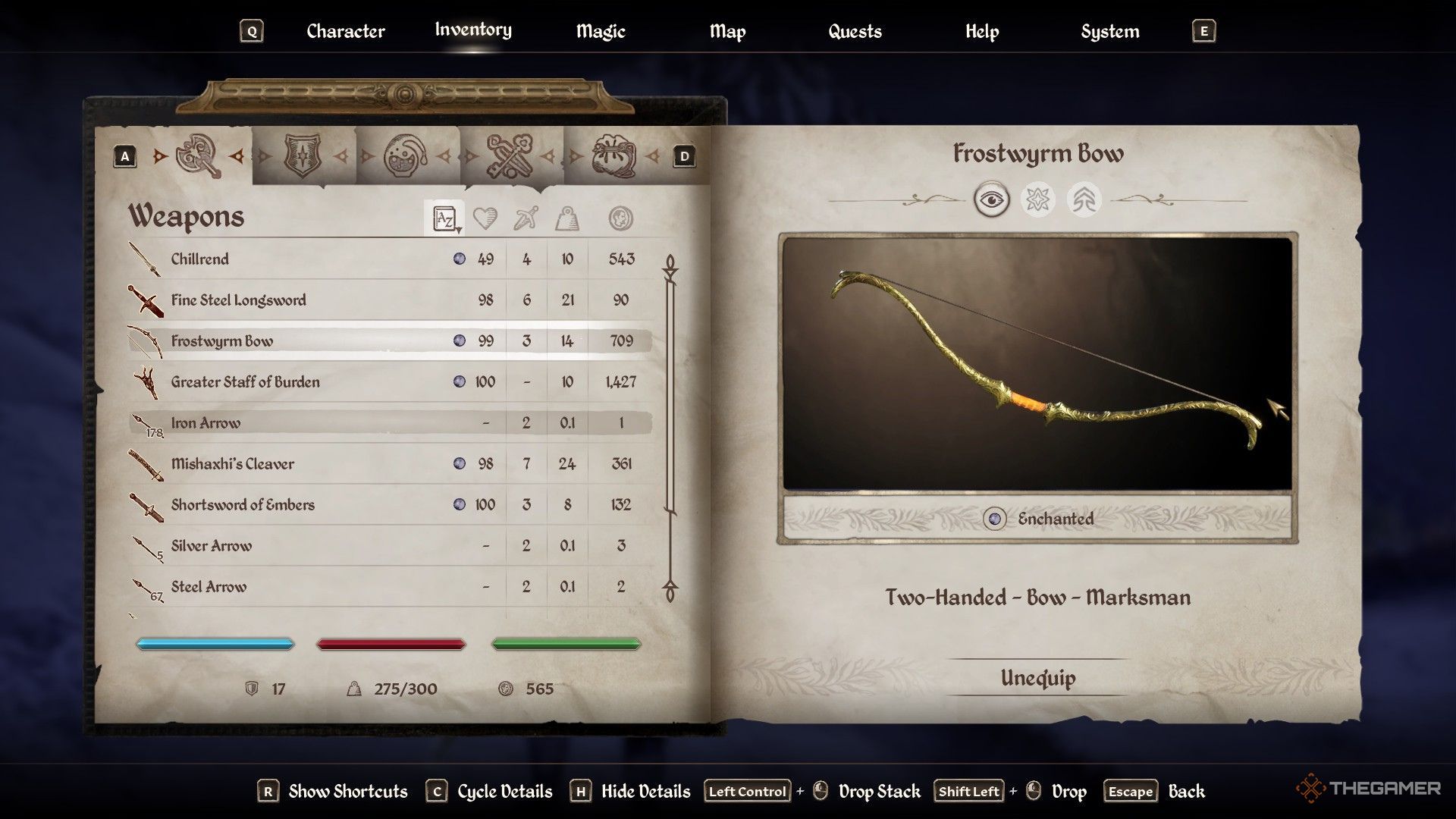Frostwyrm در موجودی بازیکن در Oblivion Remastered تعظیم کرد.