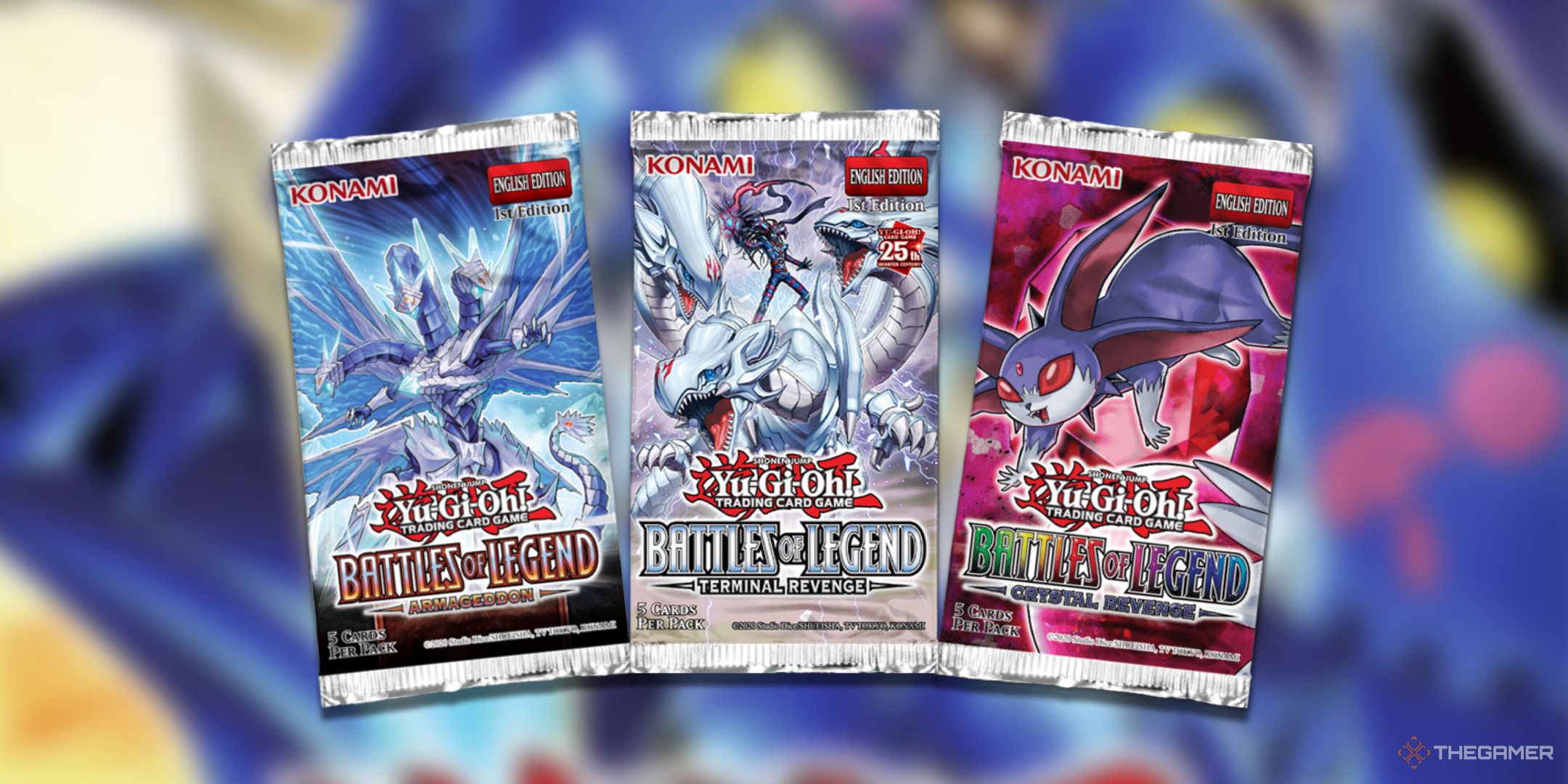 A collage of Battles of Legend booster packs from the Yu-Gi-Oh! TCG.