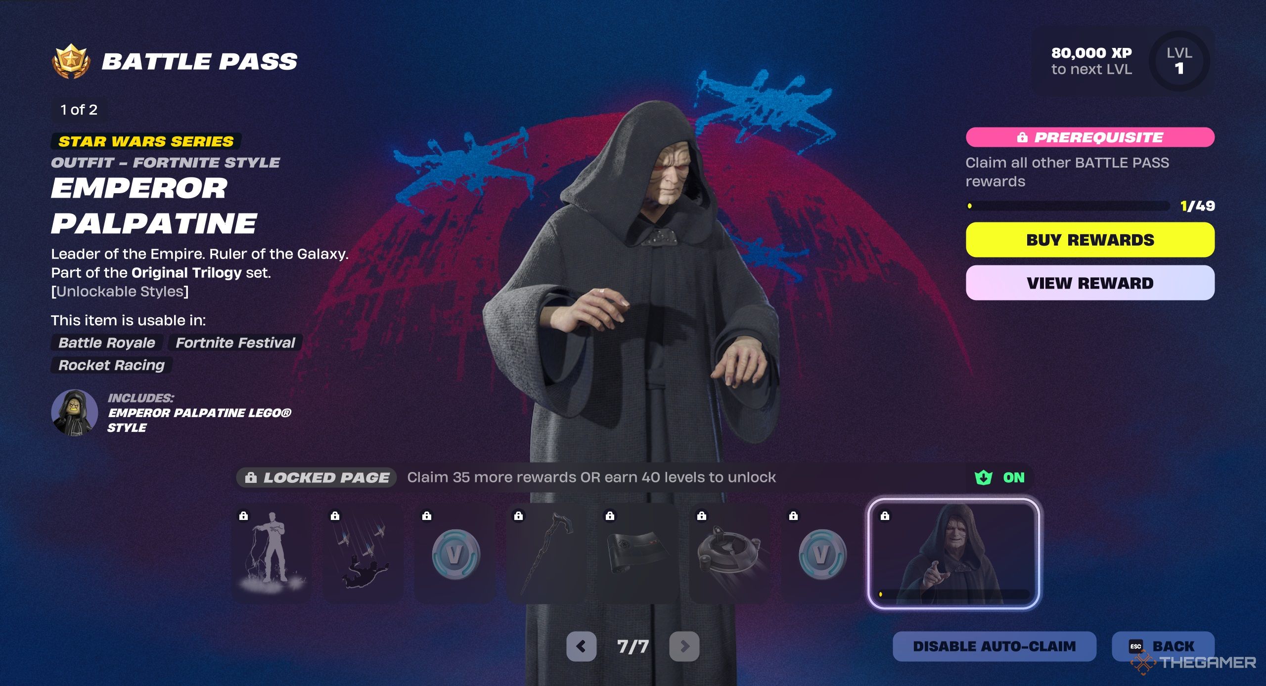 A photo of the Battle Pass rewards for Fortnite, page seven.