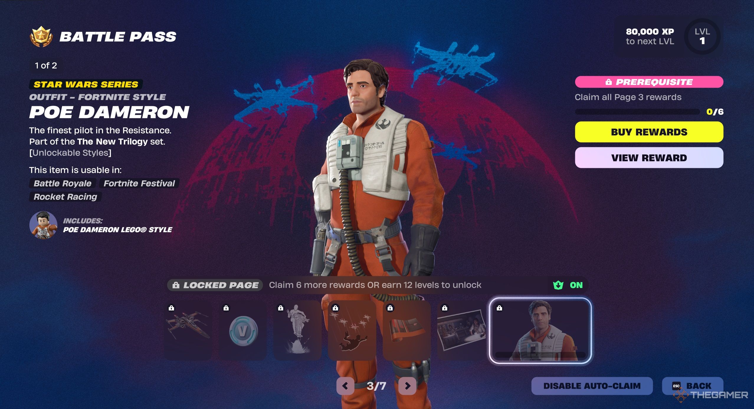 A photo of the Battle Pass rewards for Fortnite, page three.