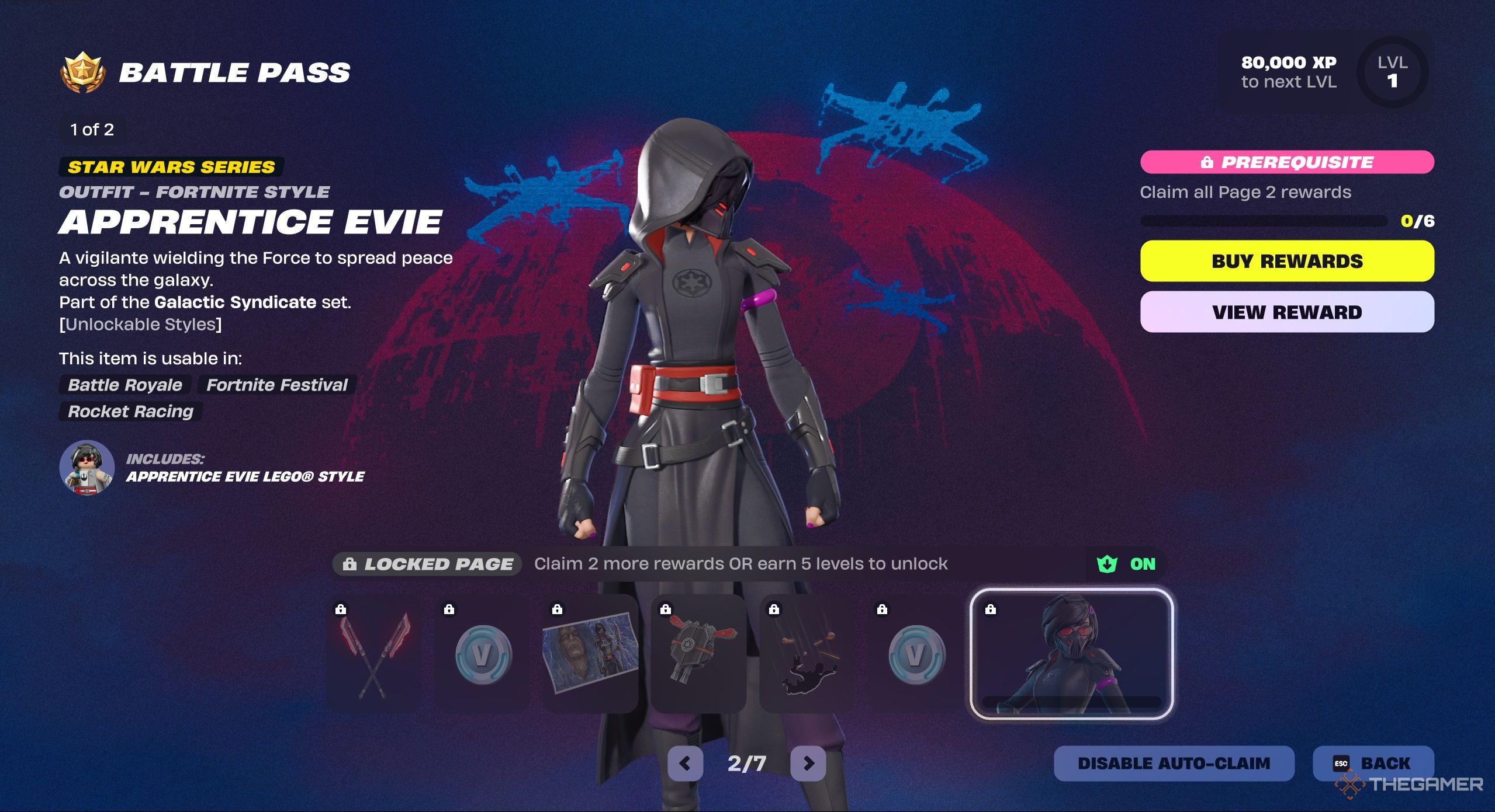 A photo of the Battle Pass rewards for Fortnite, page two.