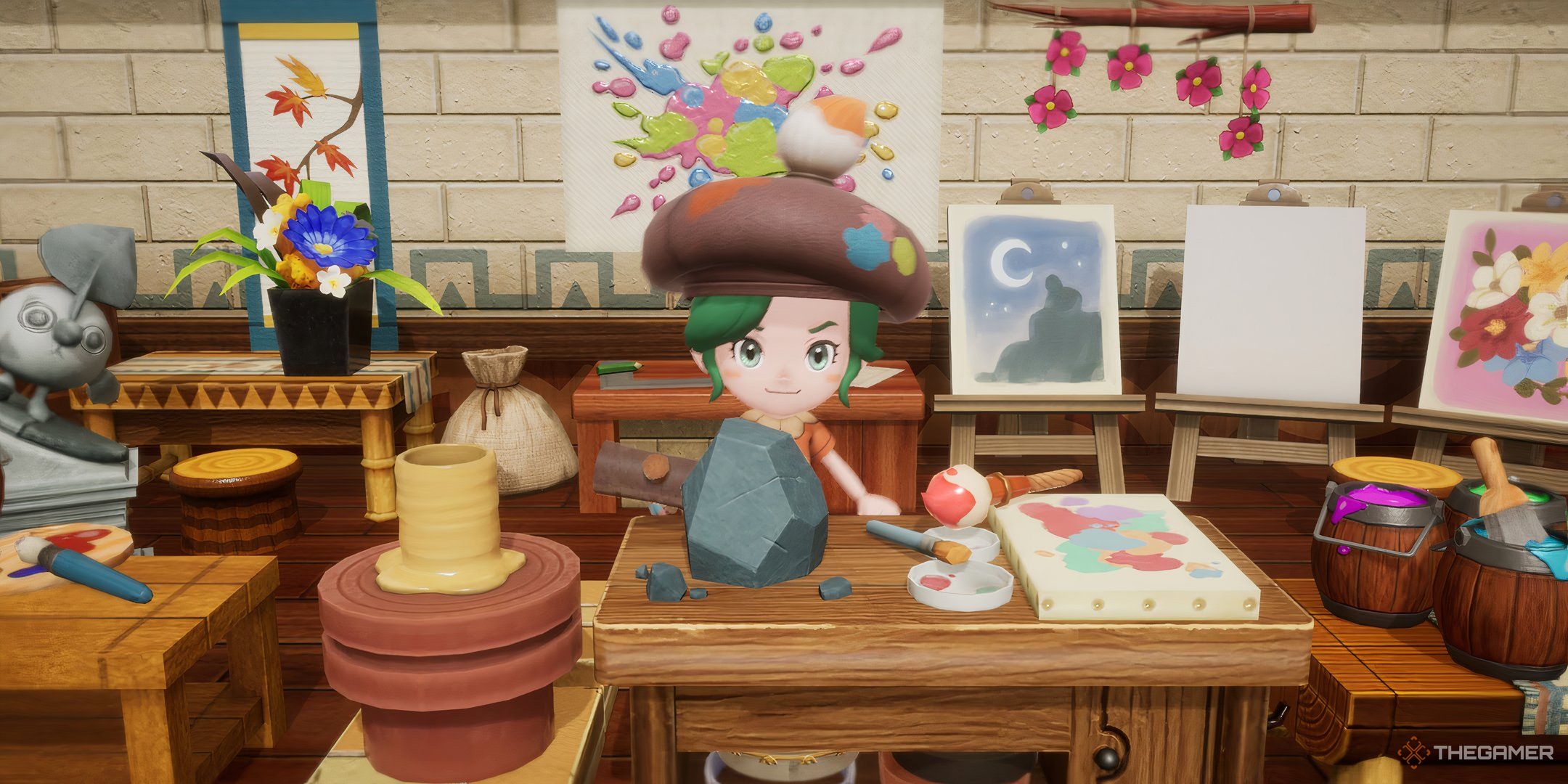 A player being an artist in Fantasy Life i- The Girl Who Steals Time.