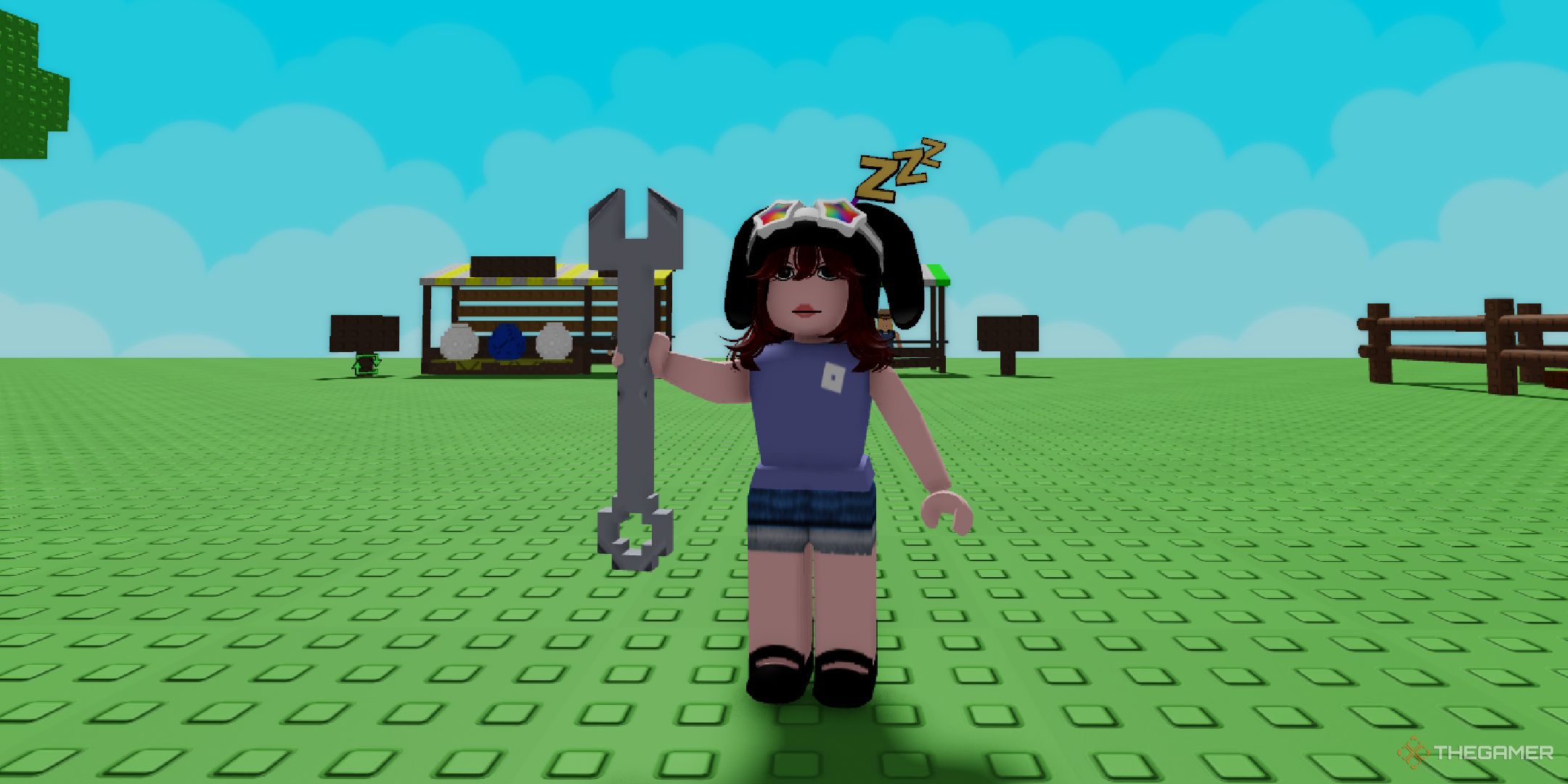 چگونه می توان بسته های بذر بیشتری را در Roblox دریافت کرد: یک باغ را پرورش دهید 1 بازیکنی که آچار فراخوان را در Roblox نگه می دارد ، یک باغ را رشد می دهد.