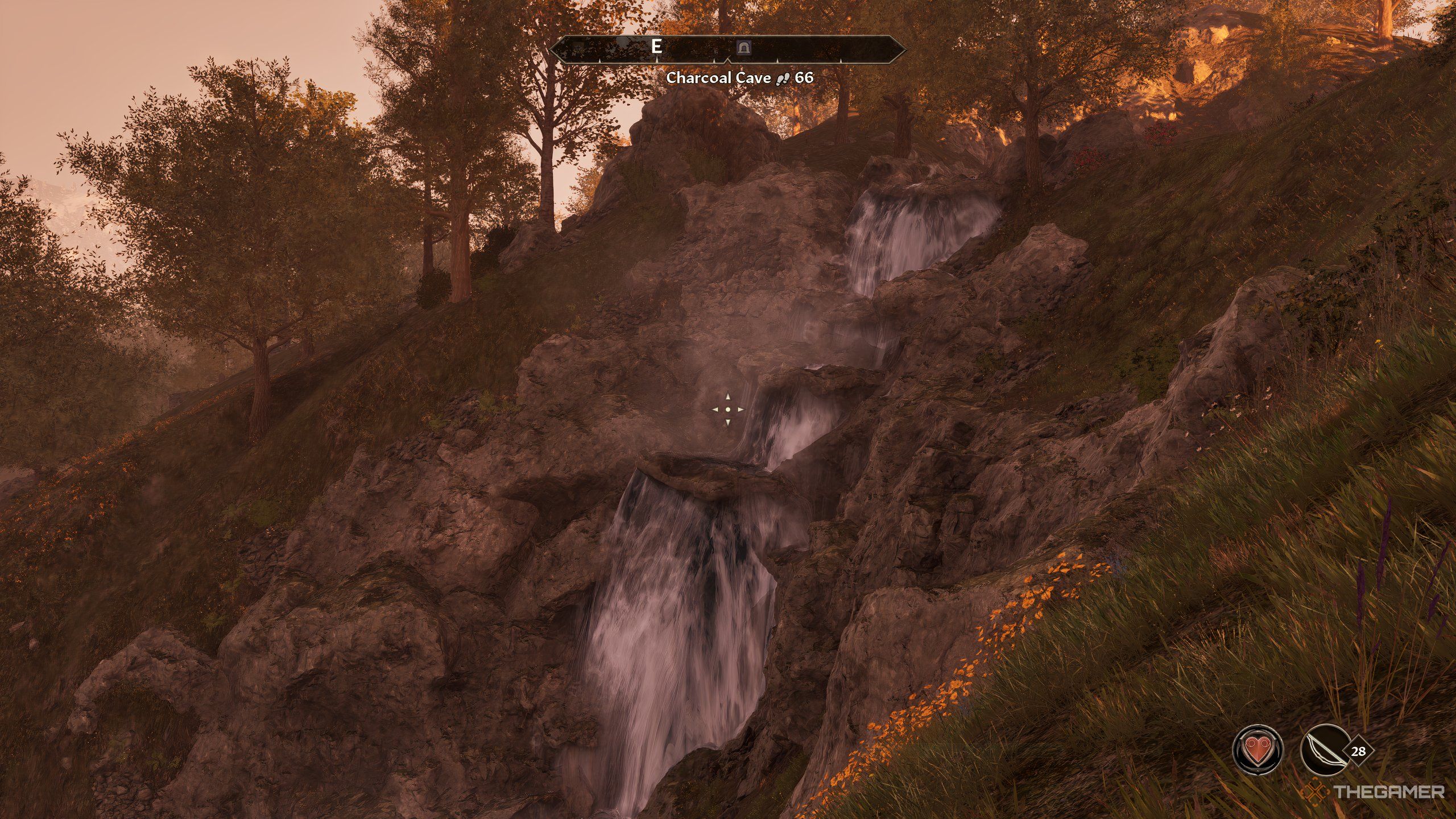 A waterfall in Oblivion Remastered.
