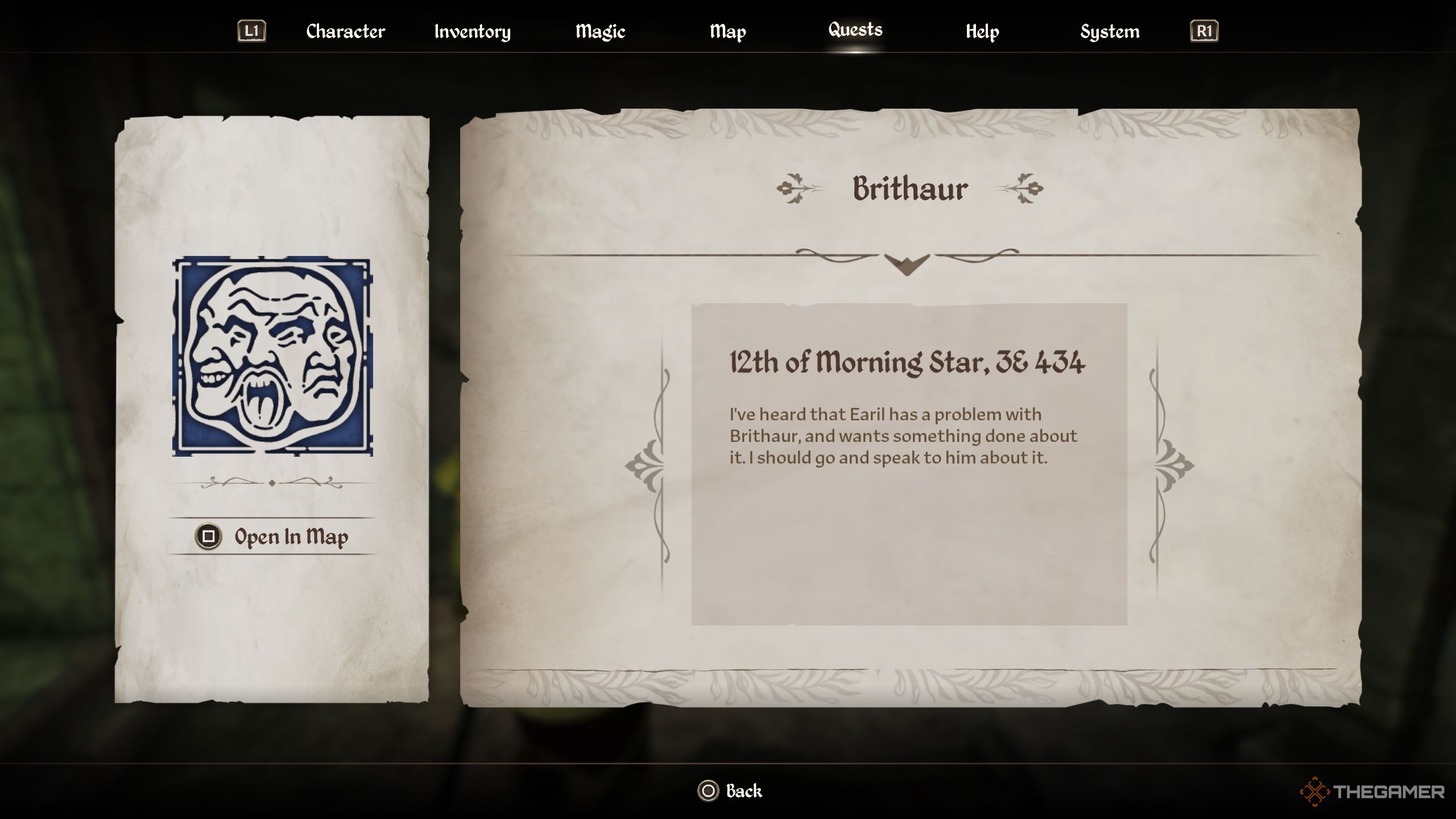 Brithaur quest log - Oblivion Remastered