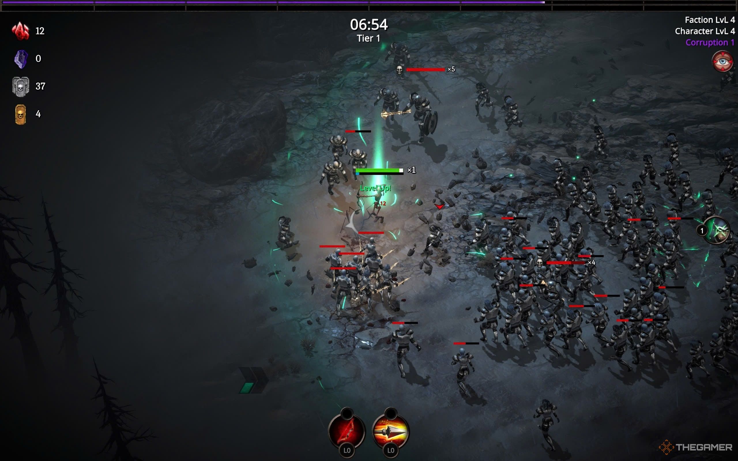 The player is now a skeleton, being surrounded by other undeads.