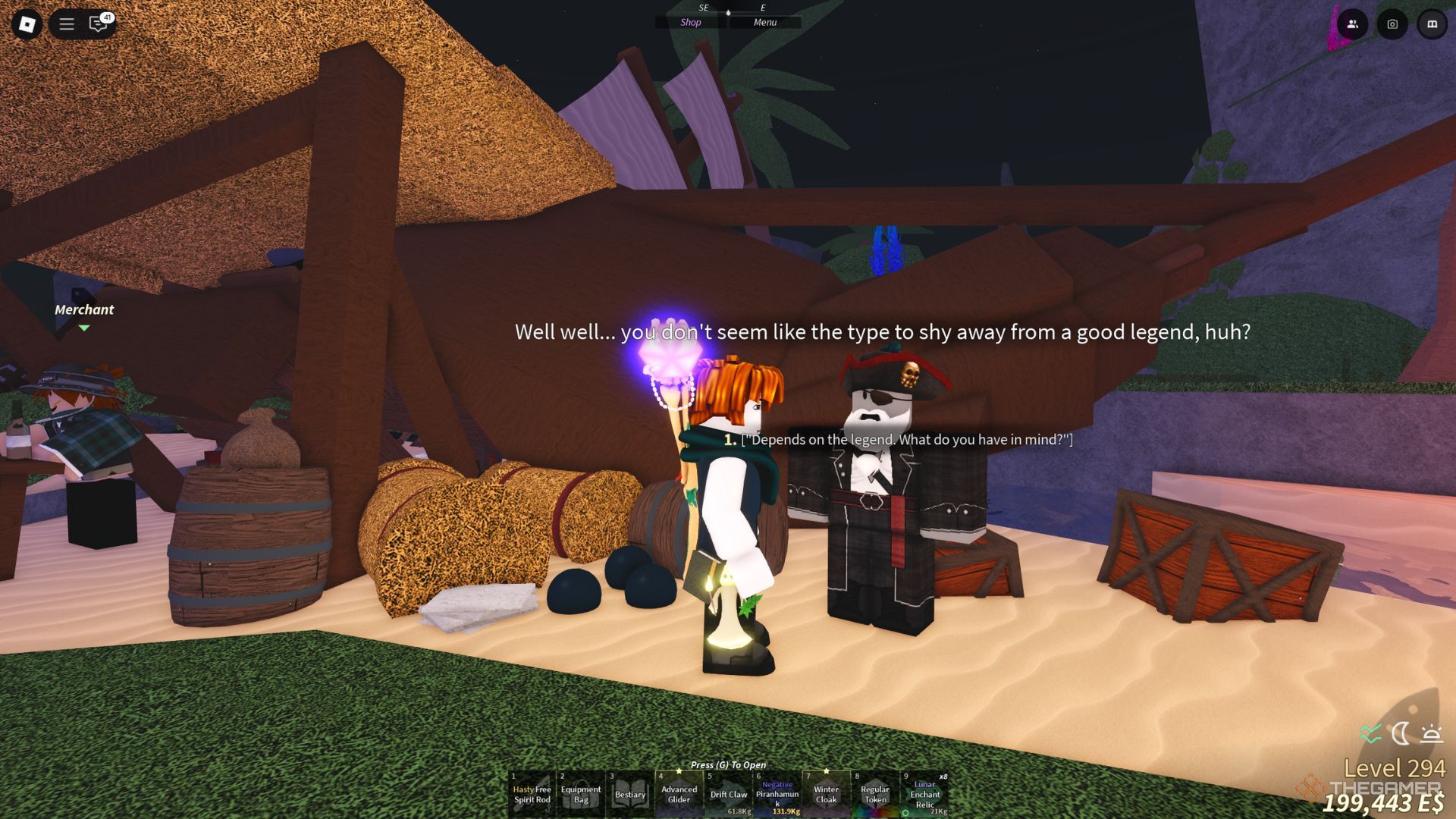 The player's character shows the dead man Joe NPK on the island of the new start in Fish.
