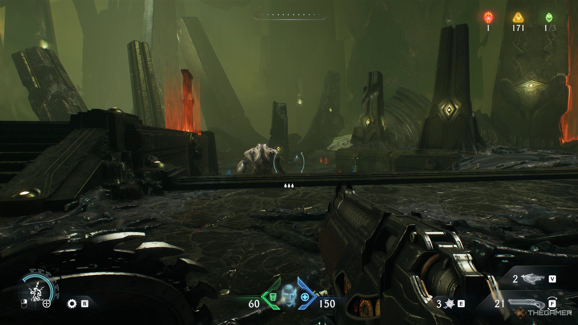 A Agaddon about to charge at the Doom Slayer in DOOM: The Dark Ages.