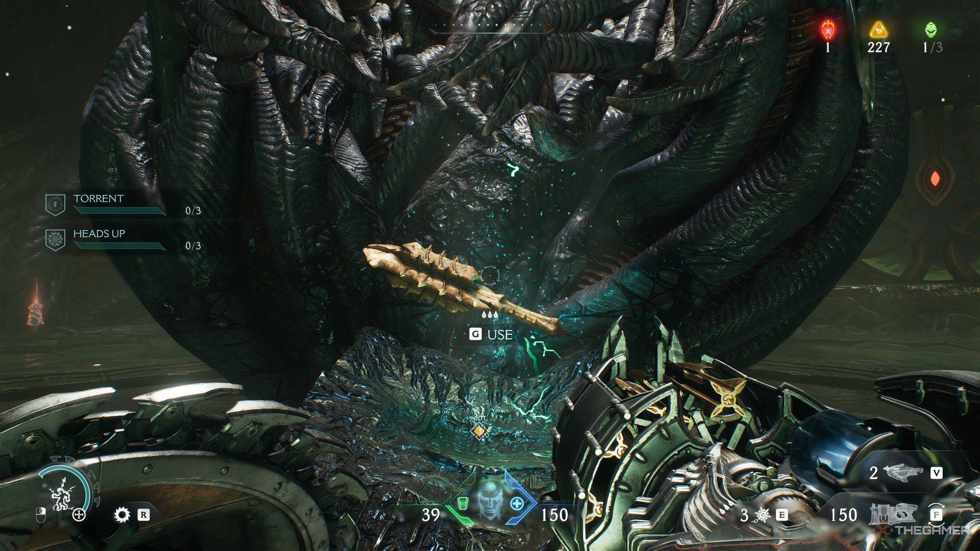 Doom Slayer at the base of the monolith about to interact with the Dreadmace weapon in DOOM: The Dark Ages.