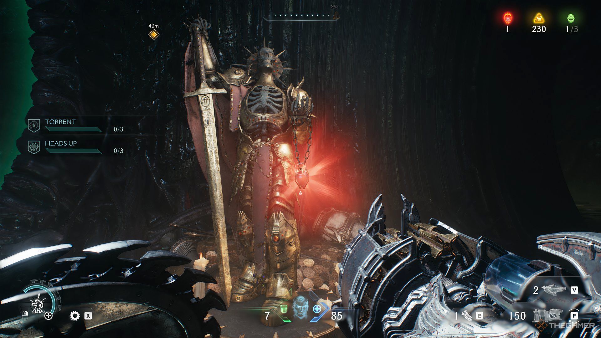 Doom Slayer about to take a Ruby from a statue in DOOM: The Dark Ages.