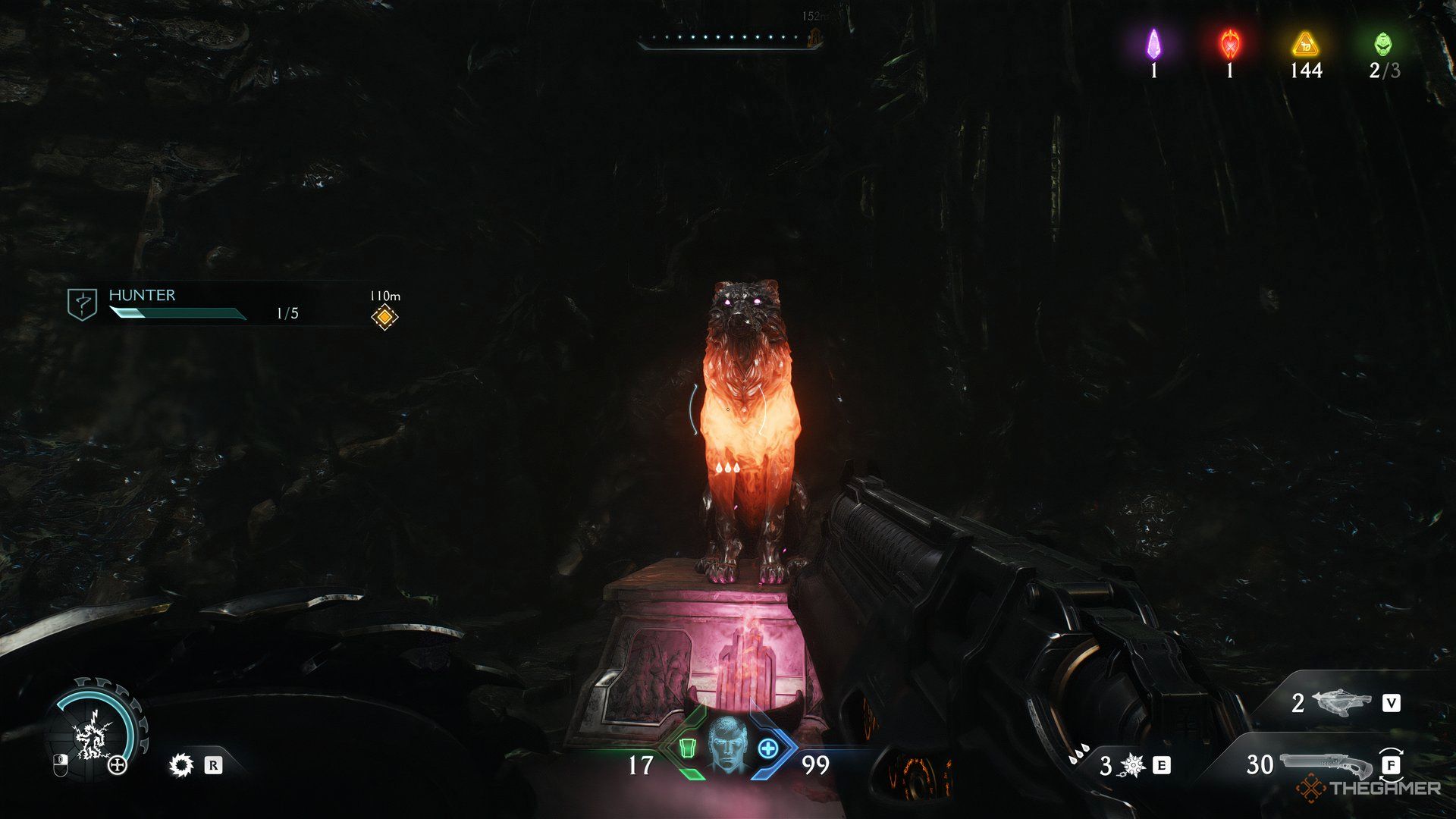 Doom Slayer standing infront of the second Wolf Statue in Doom: The Dark Ages.