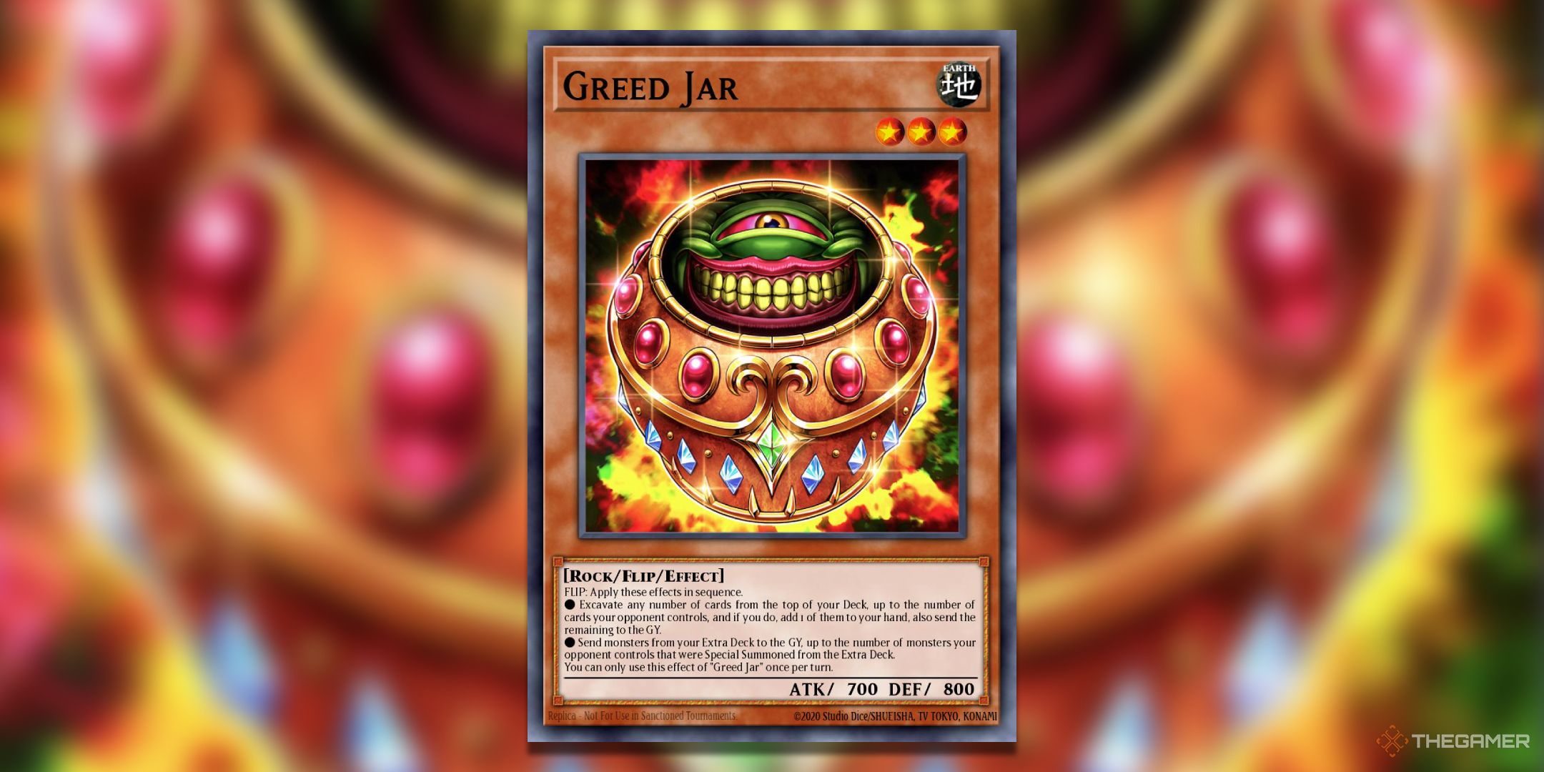Greedy jar u yi oh! TCG card art.