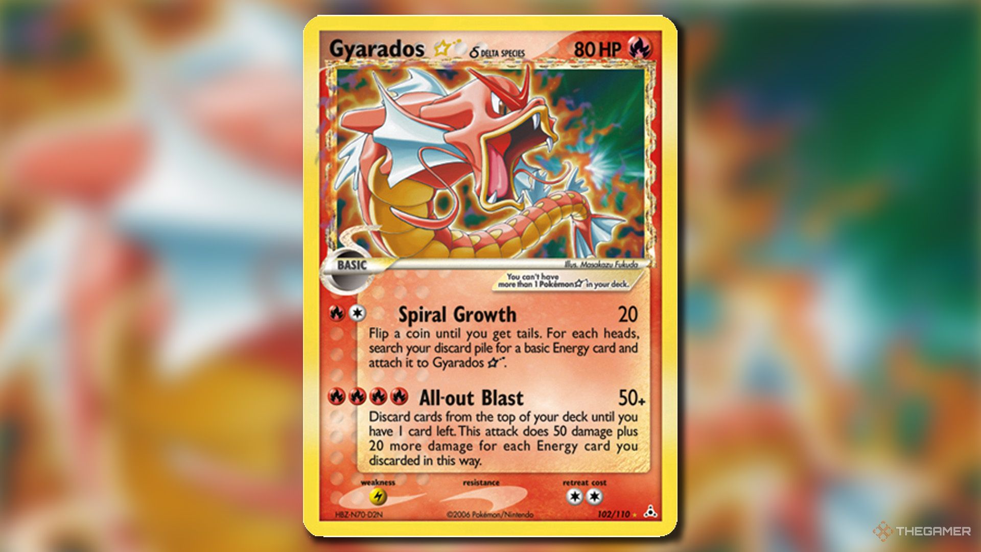 Gyarados Star Delta Species from the EX Holon Phantoms set in Pokemon TCG.