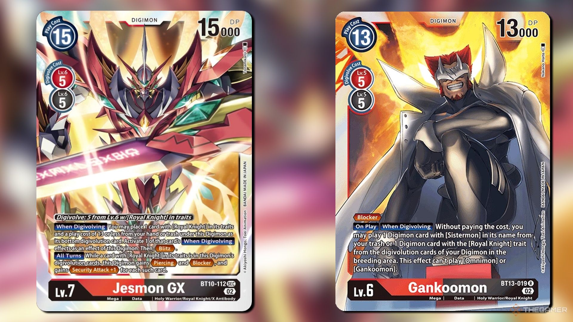 Jesmon GX and Gankoomon in Digimon card game.