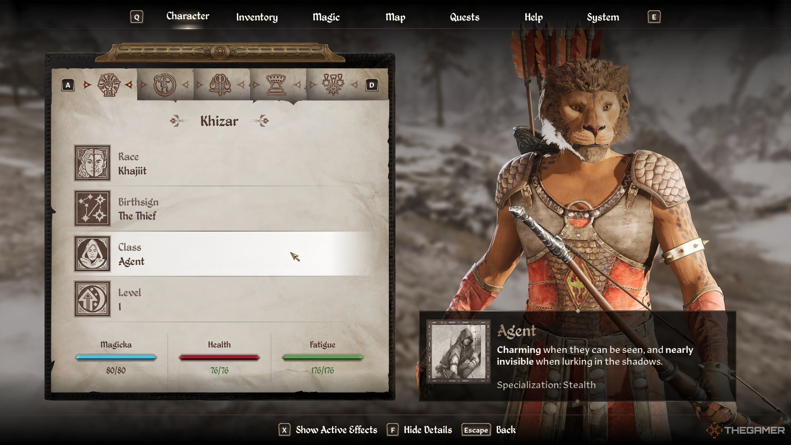 Level 1 character in Oblivion Remastered.