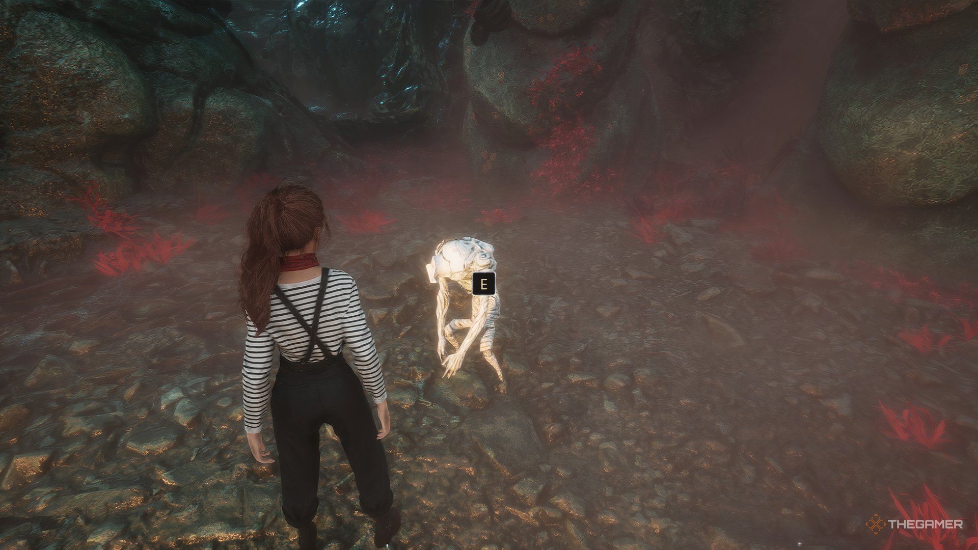 Maelle is standing in front of the White Nevo in Clair Obscur Expedition 33.