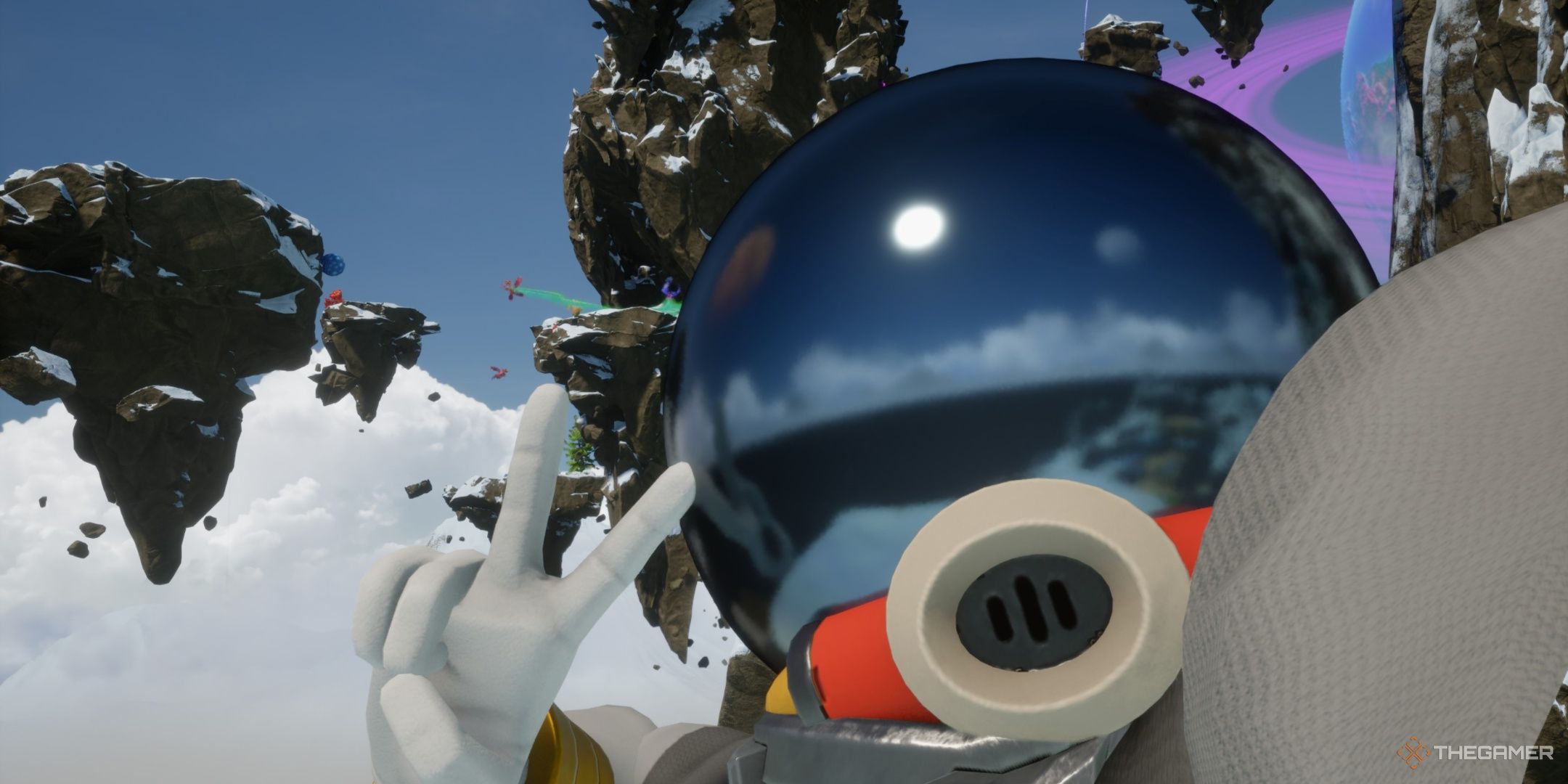 Taking a selfie by the floating islands in zenethian rift in revenge of the savage planet.