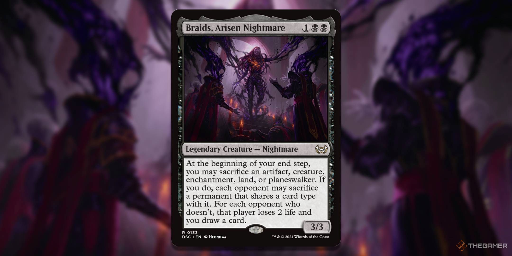 MTB Braids, Arisen Nightmare card with the art in the background.