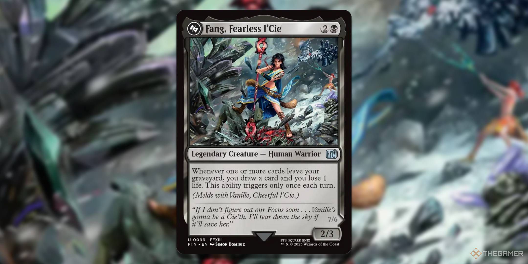 MTG Fang, Fearless l'Cie card with the art in the background.
