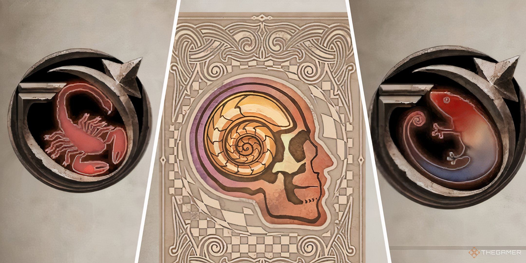 A split image of three Illusion Spell icons in Oblivion Remastered.