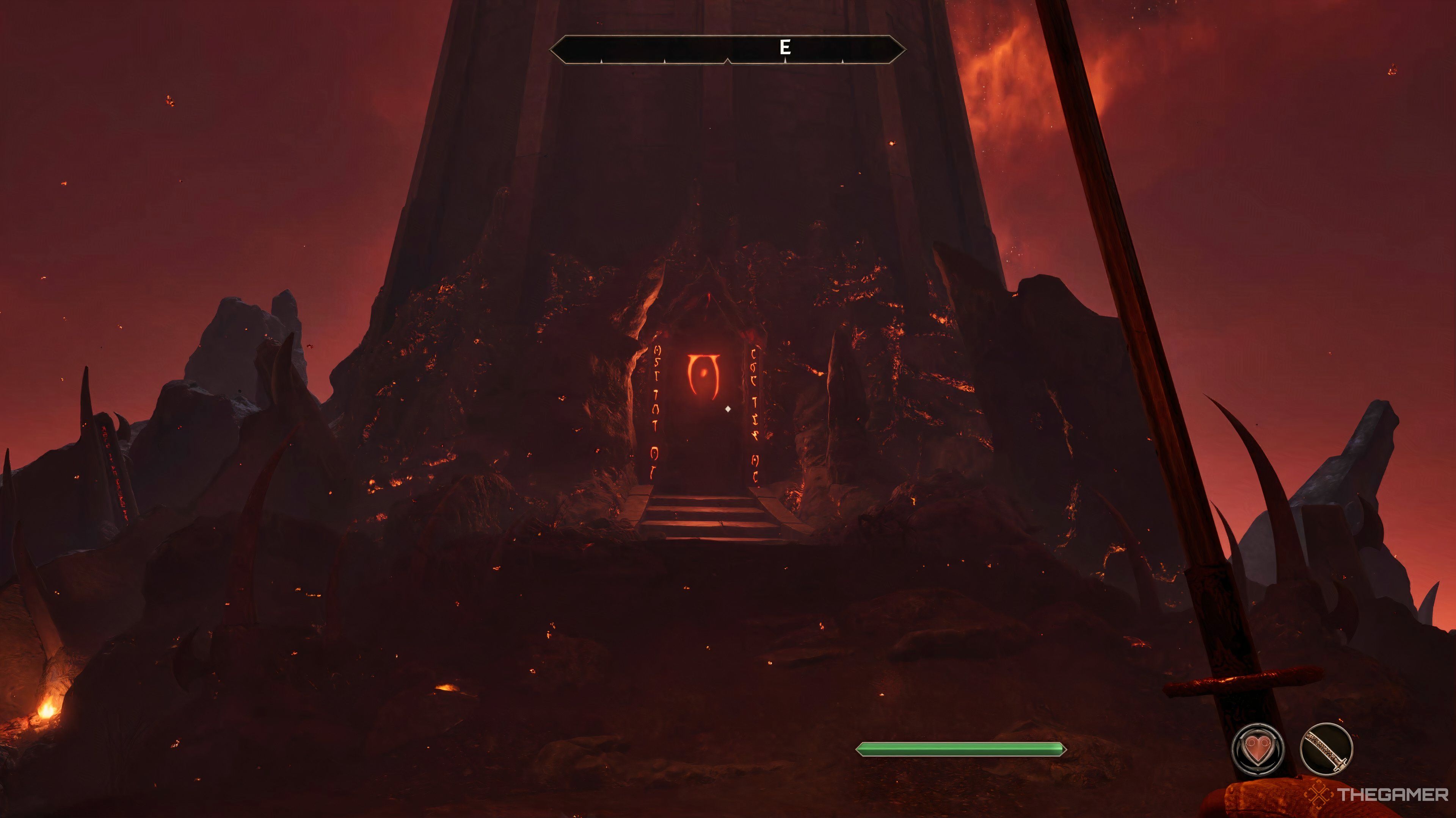 بازیکنی که در هنگام تلاش Bruma Gate در Oblivion Remastered به برج مرکزی در قلمرو Oblivion نگاه می کند.