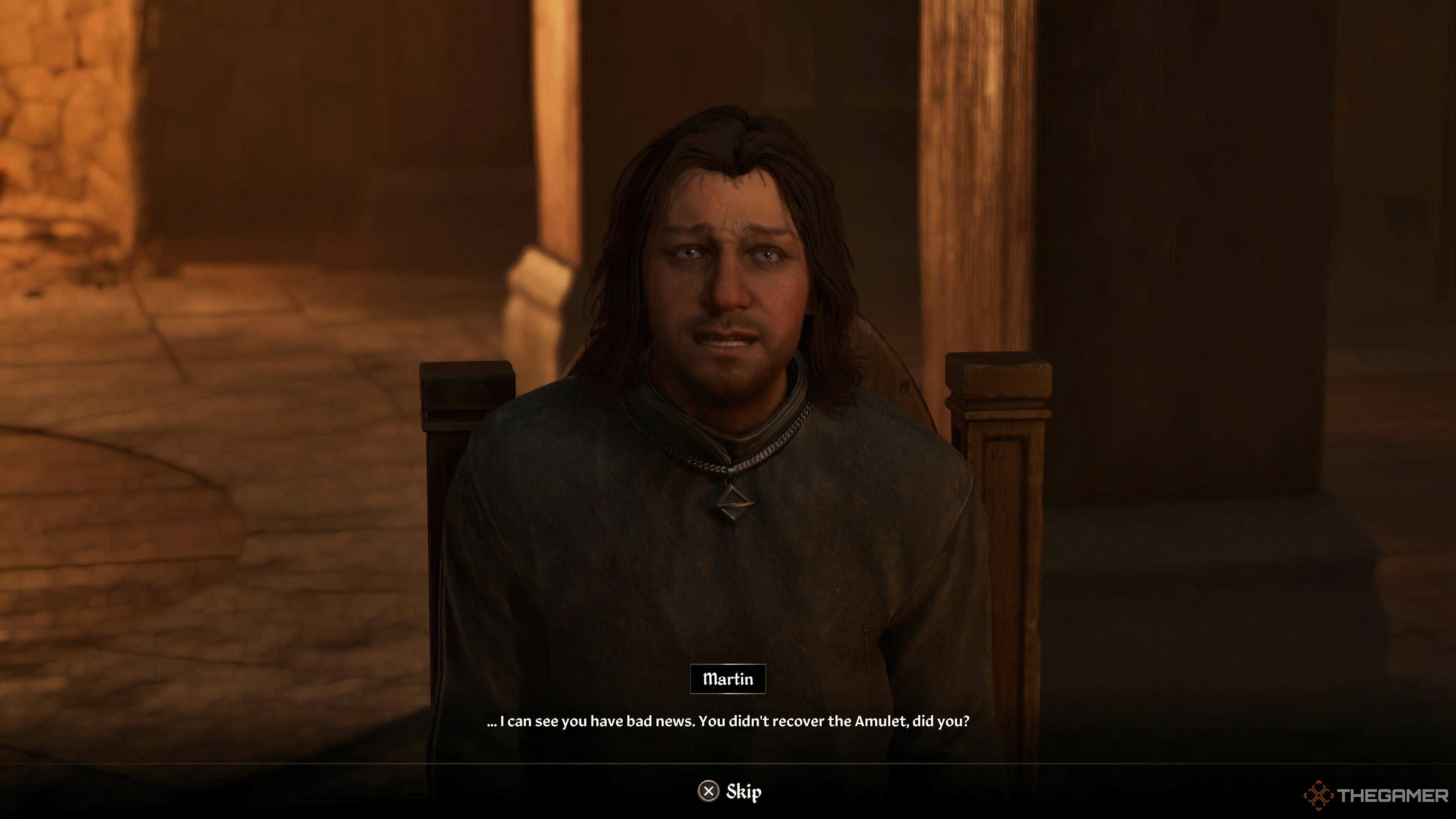 Martin speaking to the player during the ending to Dagon Shrine main story quest in Oblivion Remastered.