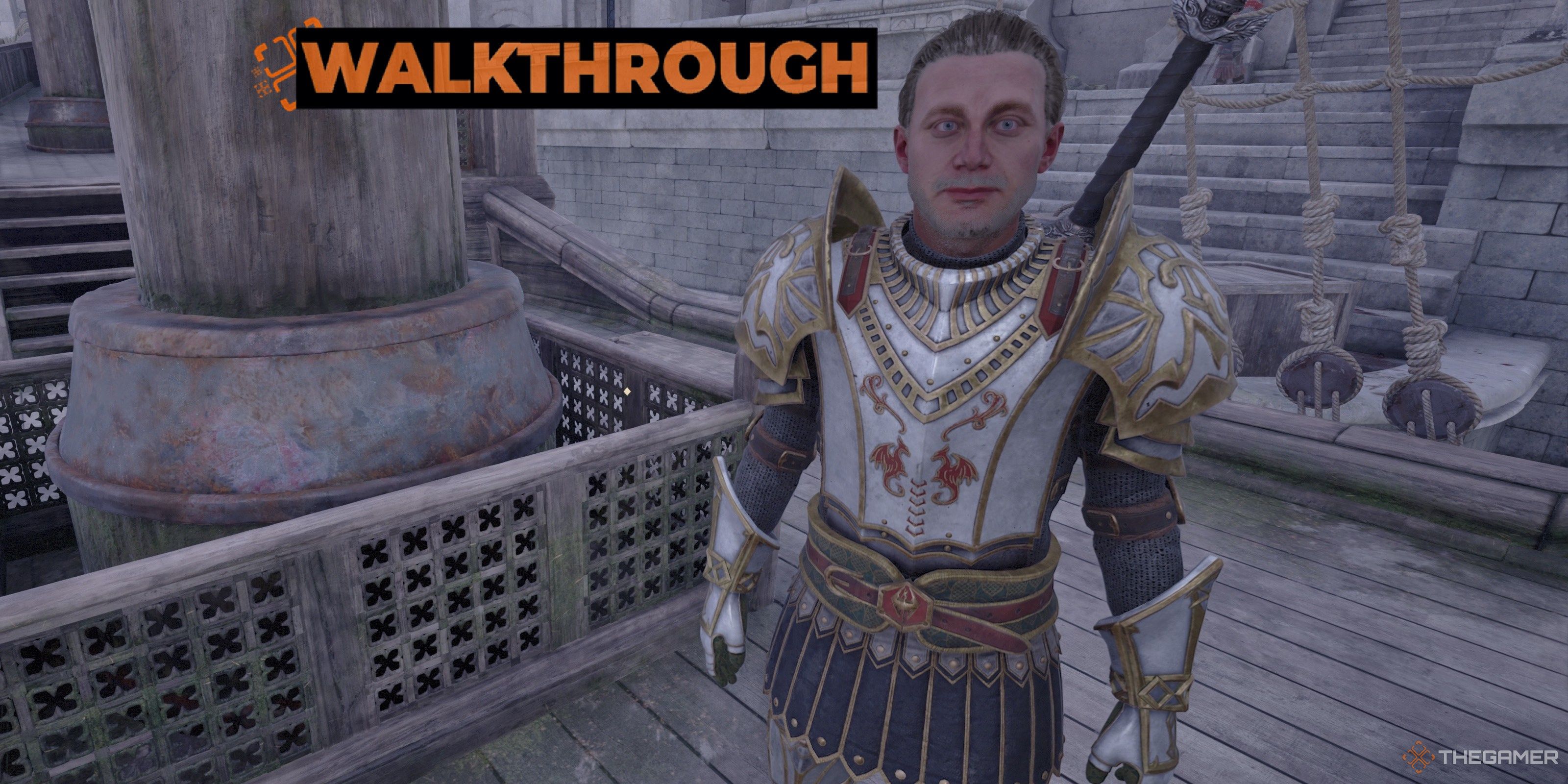 چگونه می توان مدالون Pyke را در Oblivion Remaster پیدا کرد 1 Hieronymus Lex که روی کشتی در منطقه Waterfront در Oblivion Remastered ایستاده است.