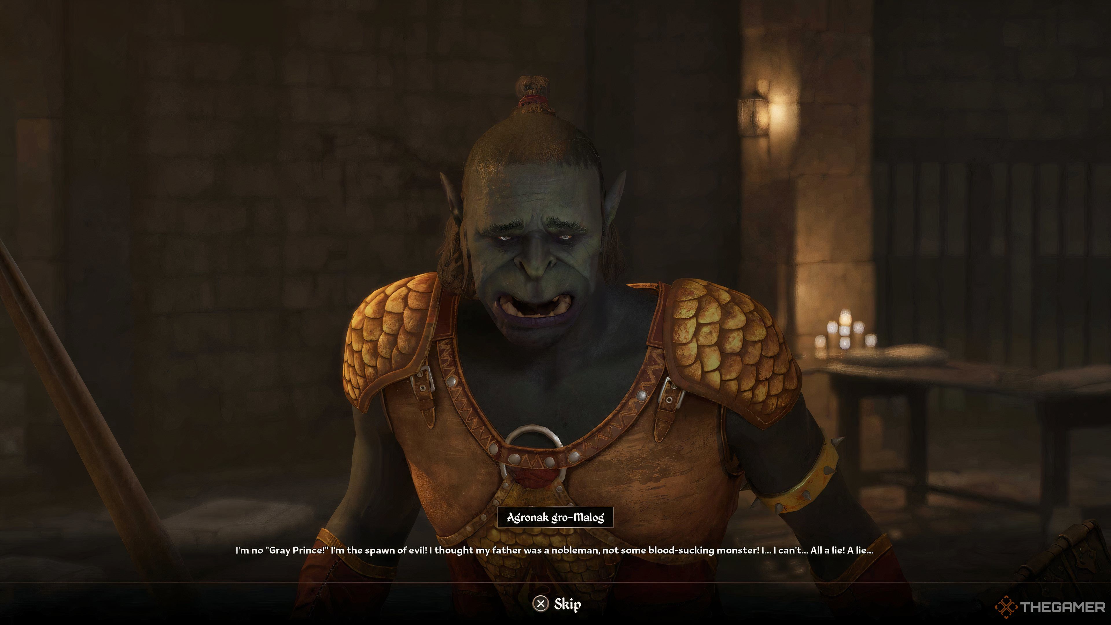 The Gray Prince in conversation with the player looking sad in Oblivion Remastered.