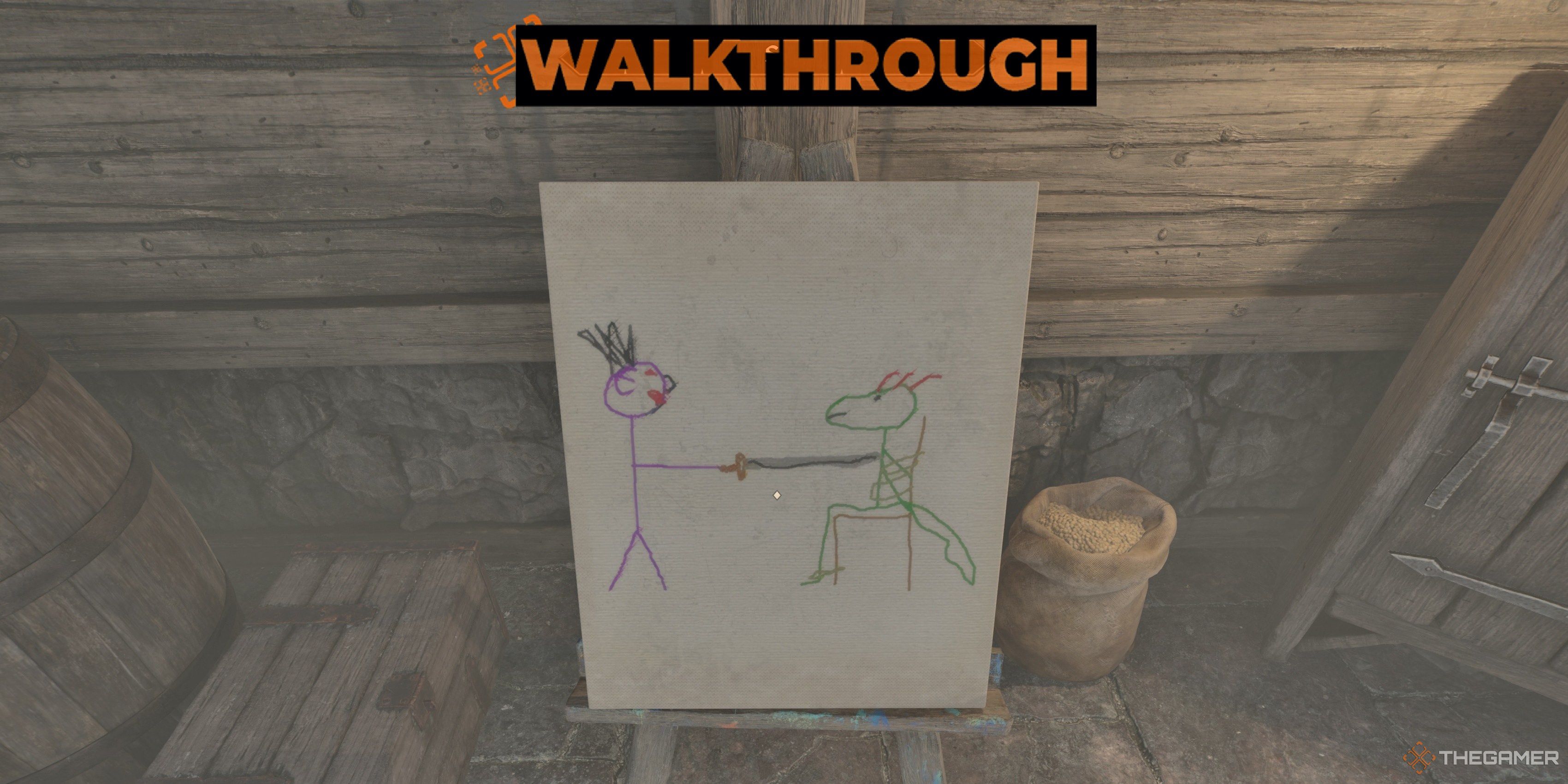 Moodrine Orion paintings during the Hast Quest in Oblone.