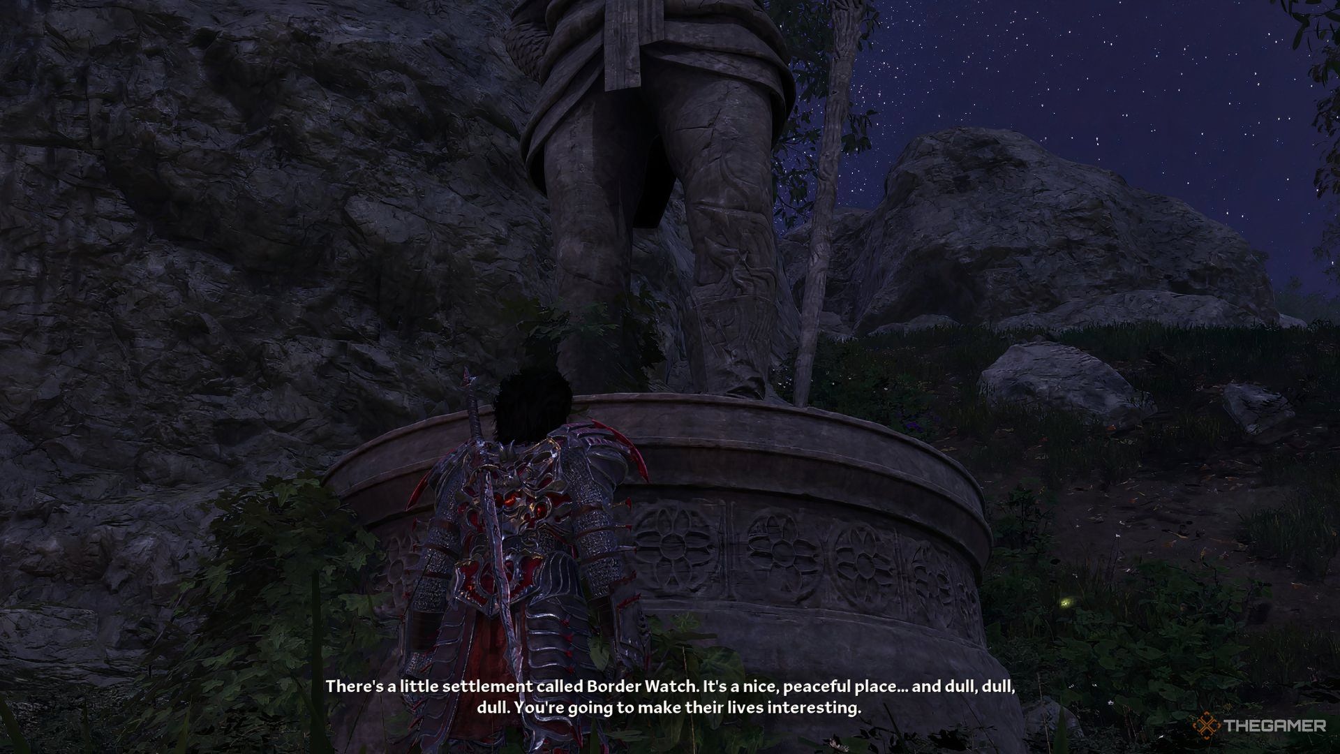 Player in front of the shrine in Remistud.
