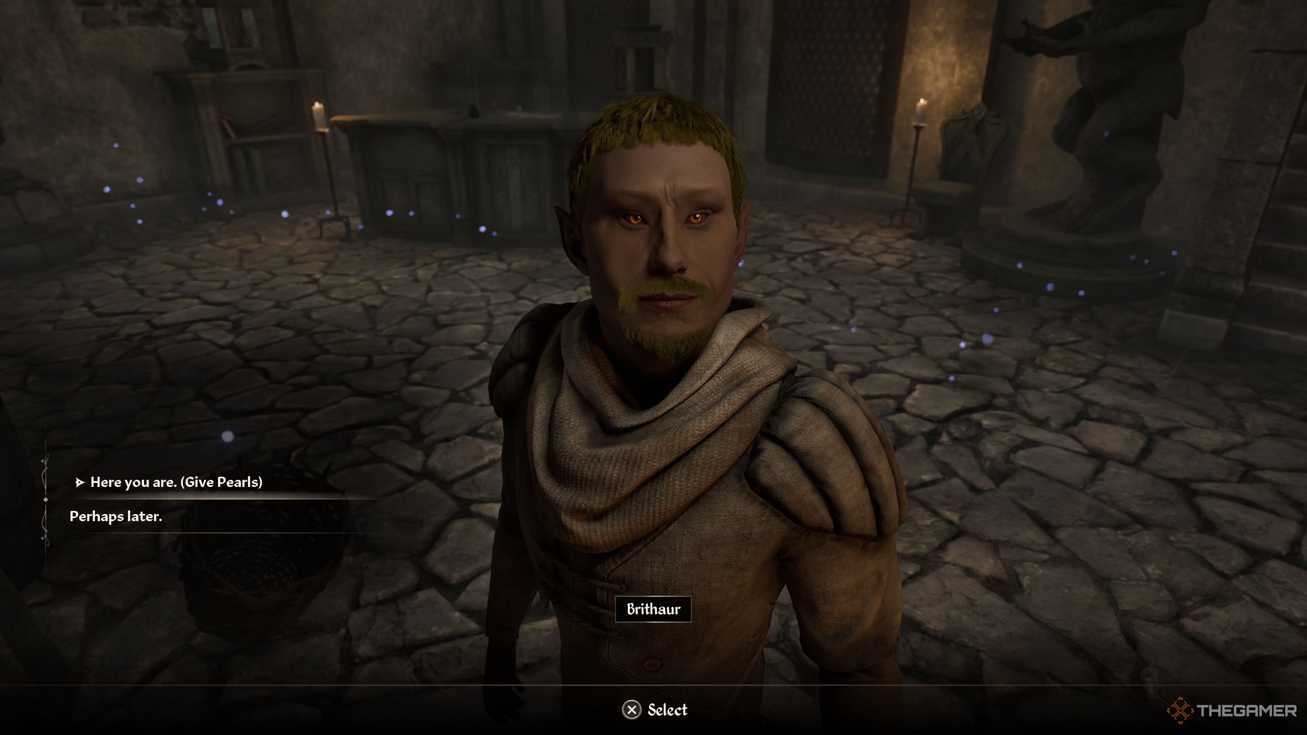 Player about to give the pearls to Brithaur - Oblivion Remastered