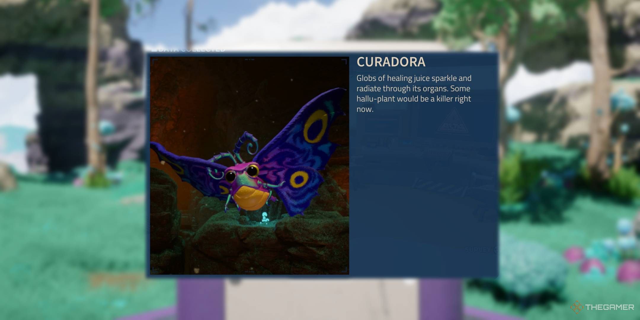 Details of the savage planet scanner for the butterfly creatures.