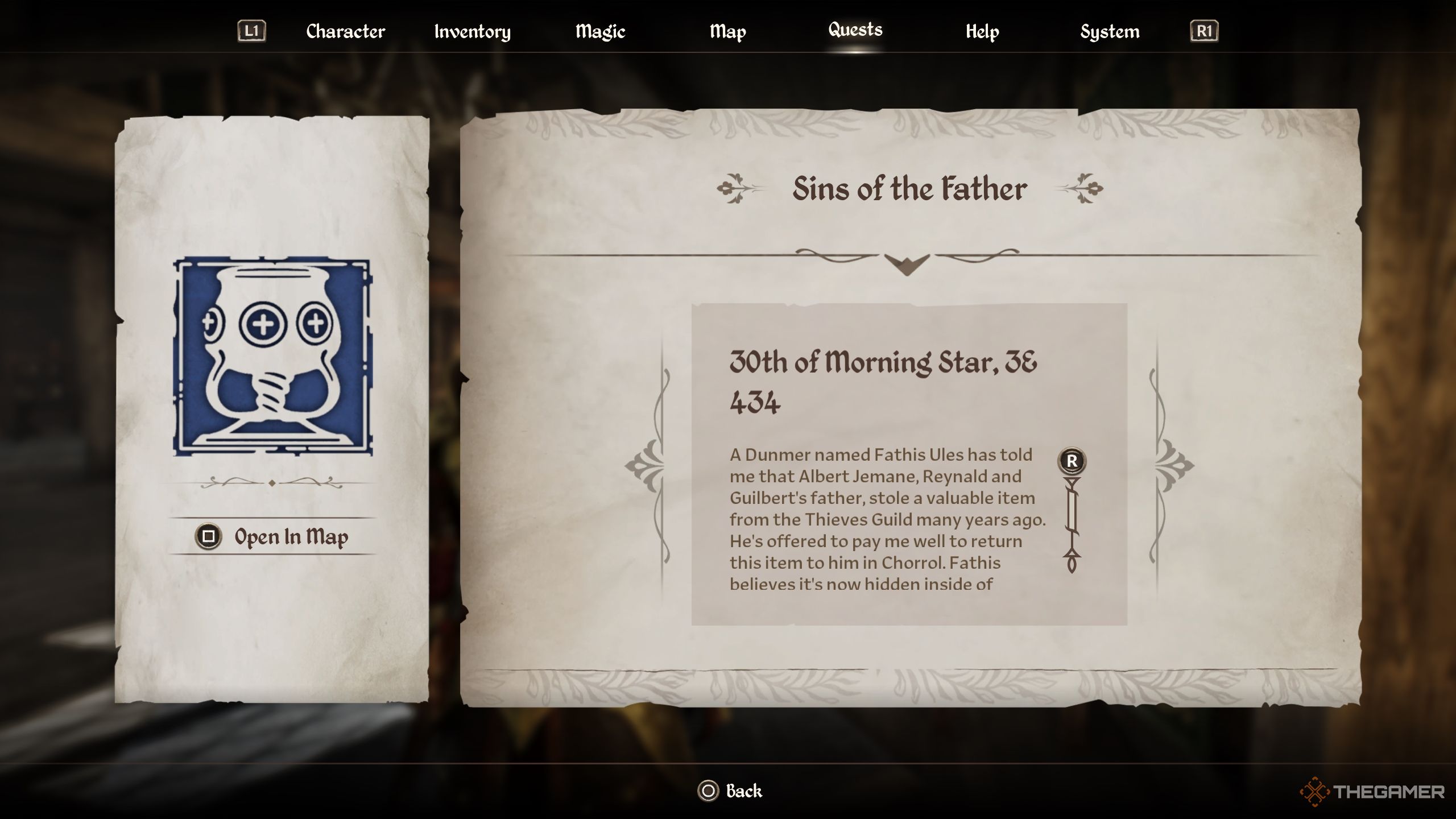 Sins of the father quest log - Oblivion Remastered