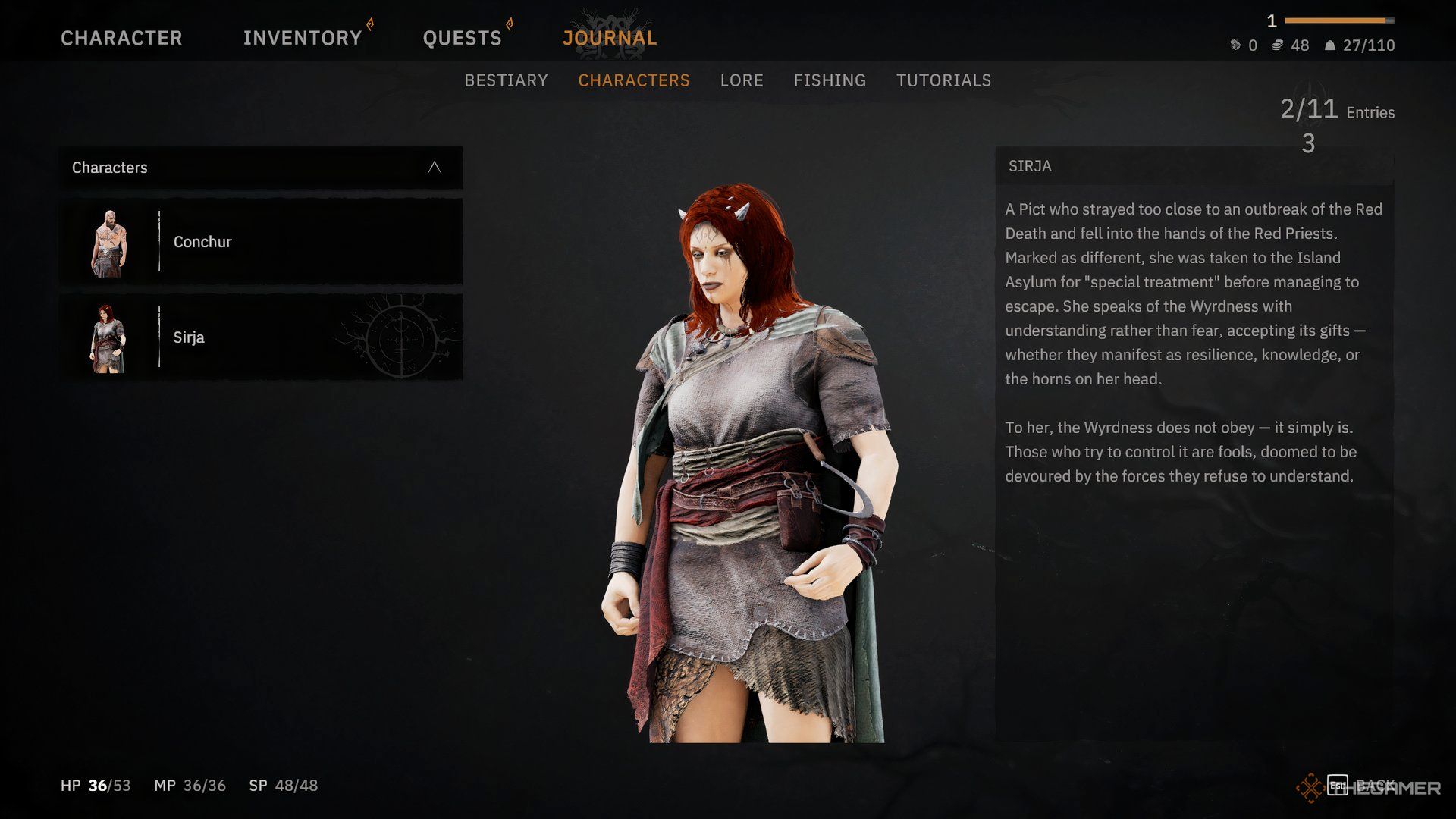 Grill Fall of the Eolon Journal Entry Entry for Dark Make -up and Horny red -haired woman surgeon.