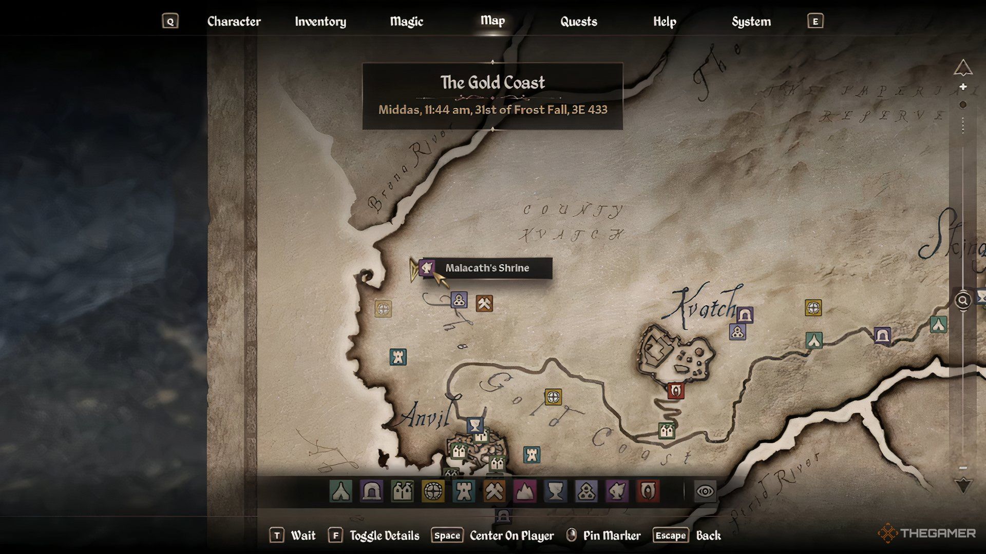 محل نقشه حرم مالاکات در Elder Scrolls IV Oblivion Remastered.