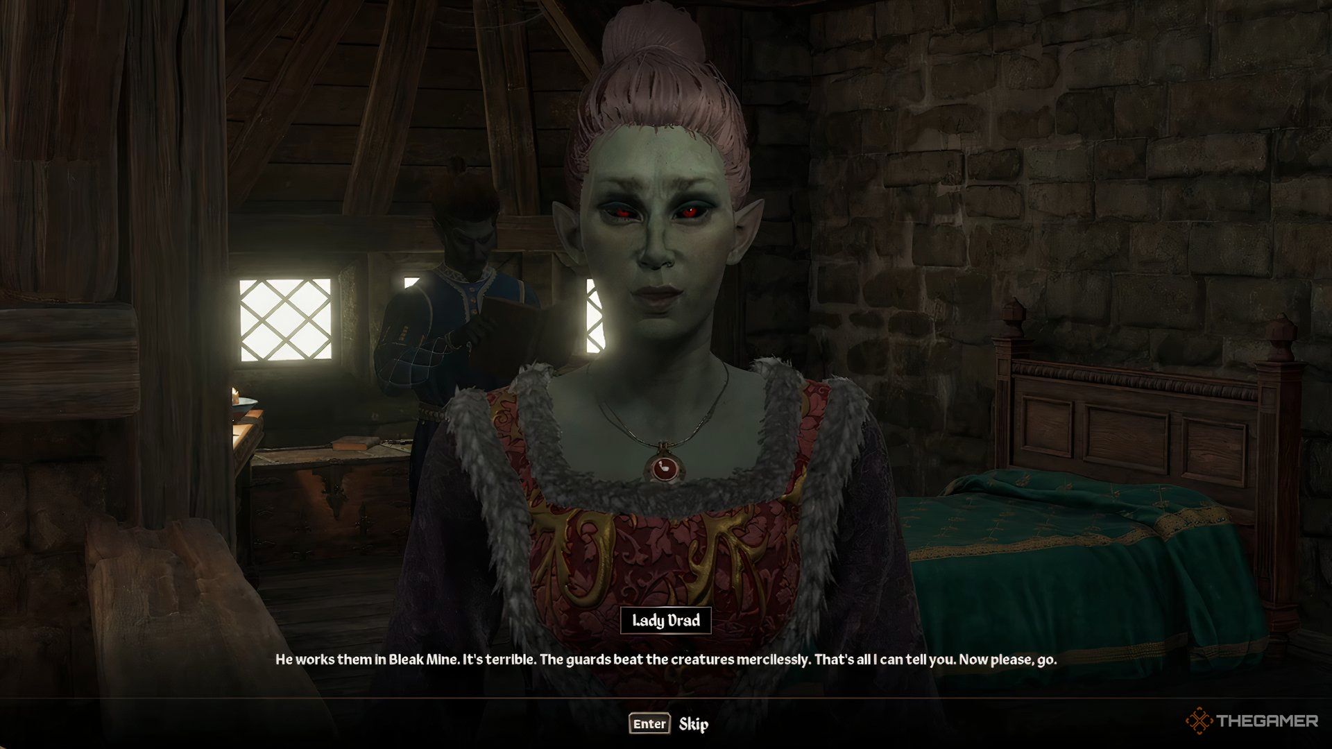 صحبت با لیدی درا در کتیبه های بزرگتر IV Oblivion Remastered.