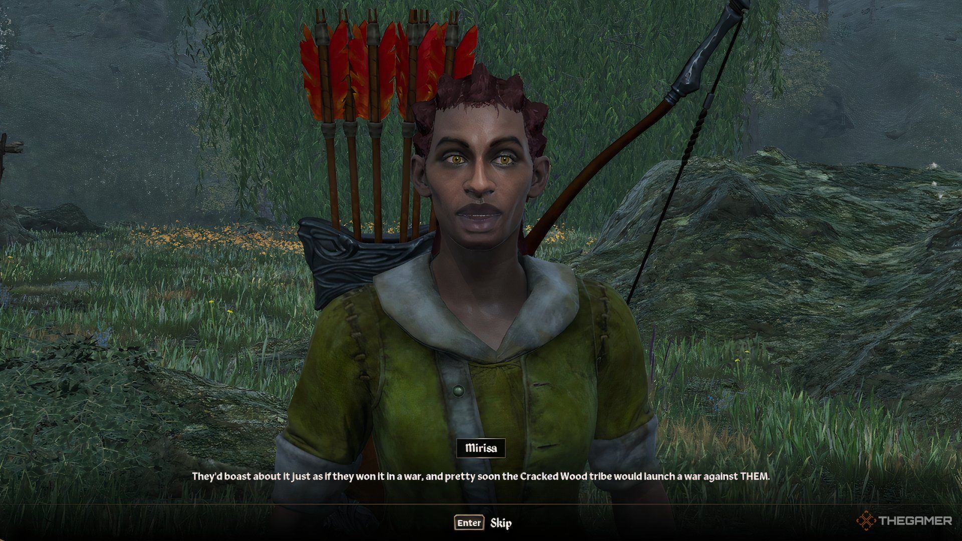 Talking to Mirisa in The Elder Scrolls IV Oblivion Remastered.