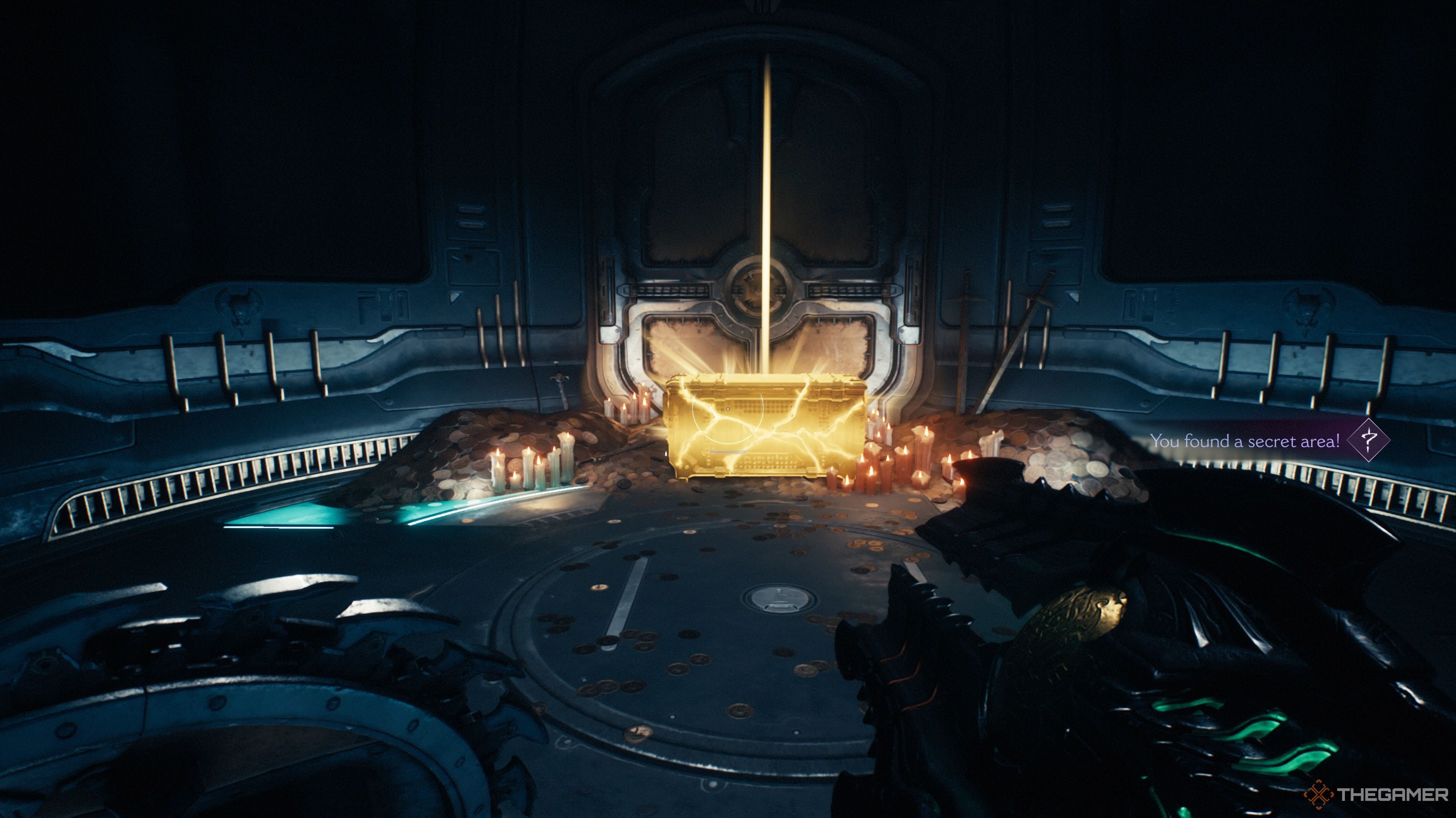 The treasure chest on the other side of the shaft in The Sentinel Command Station of Doom The Dark Ages.