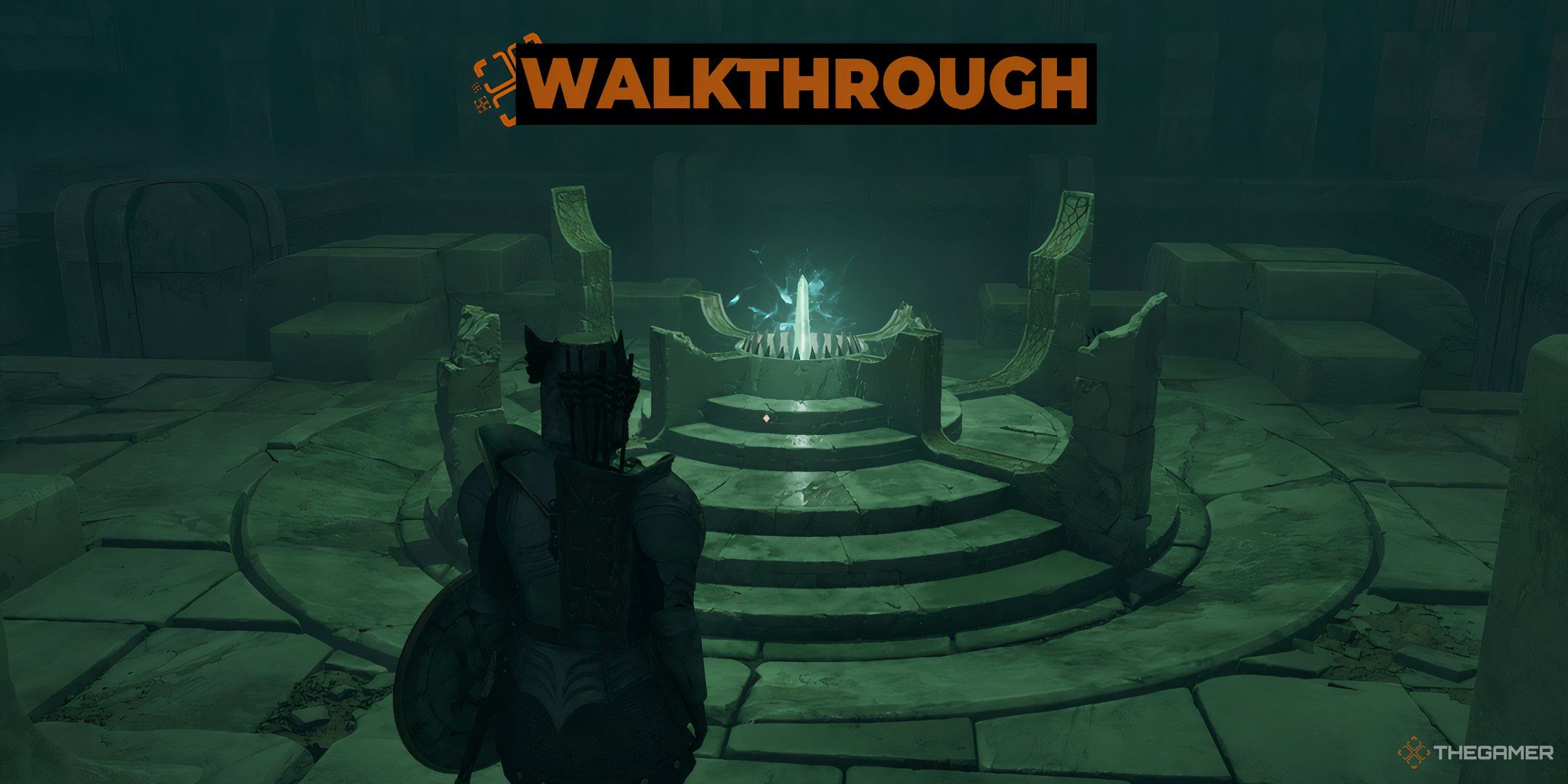 The player is standing in front of the great welkynd stone in Miscarcand in Oblivion Remastered.