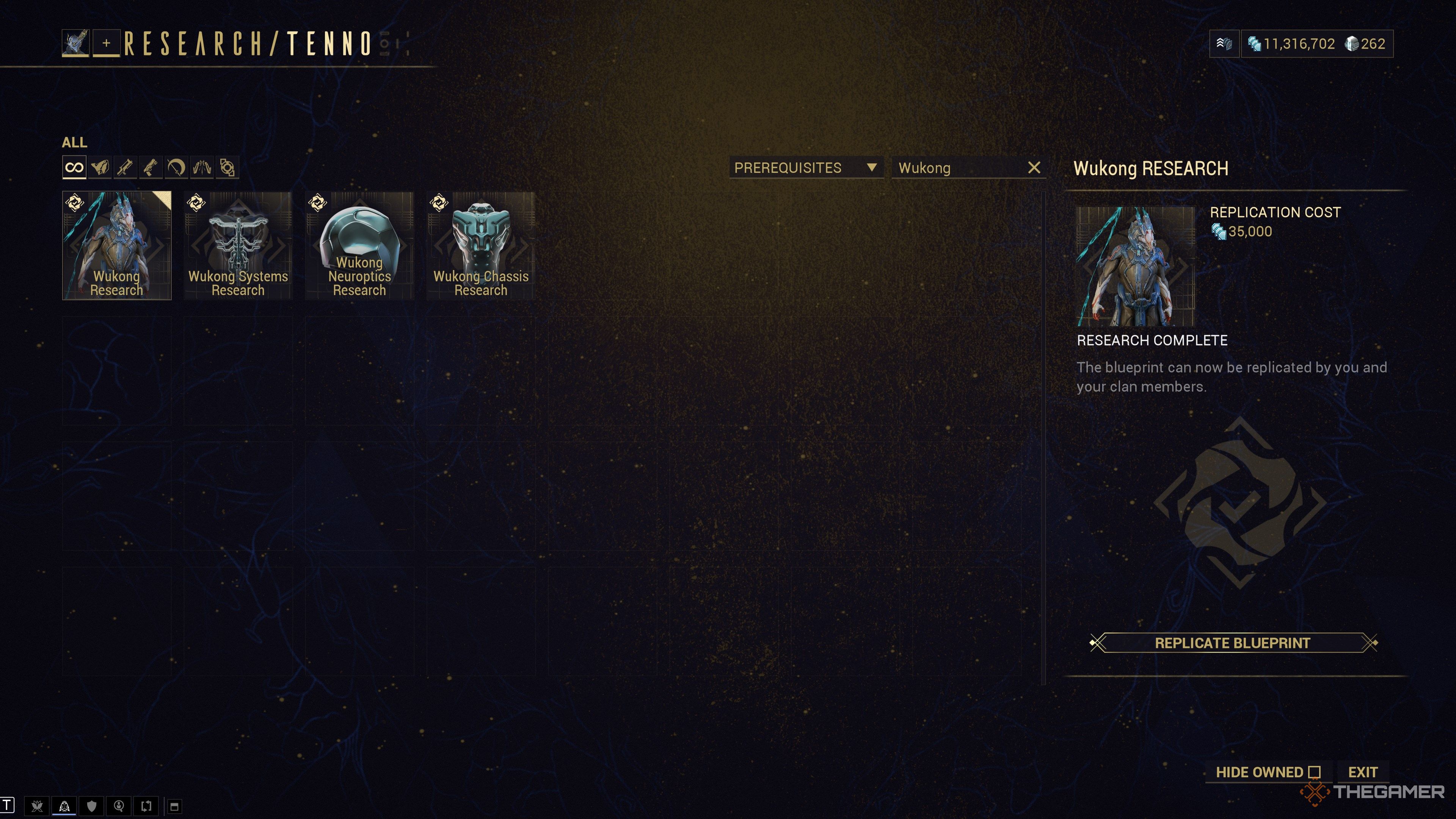 Warframe Wukong Blueprints