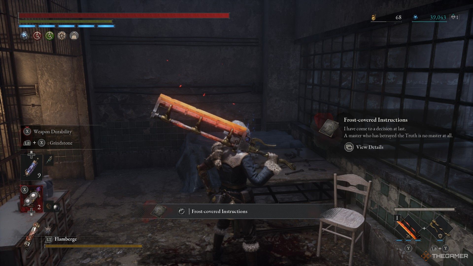 Player discovers the Frost-covered Instructions near the Legion Amulet in Lies of P: Overture.