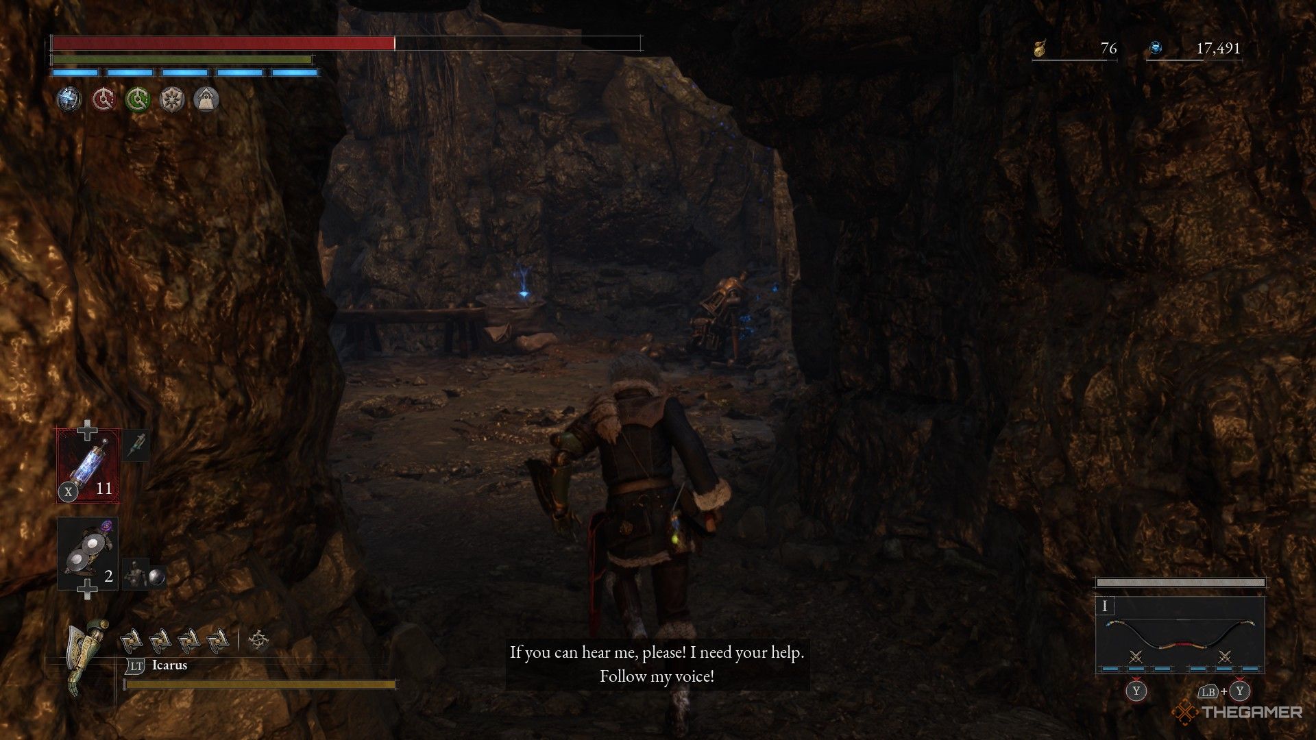 The player enters a mine shaft when the Crusher Puppet shouts for help in lies by P: Overture.